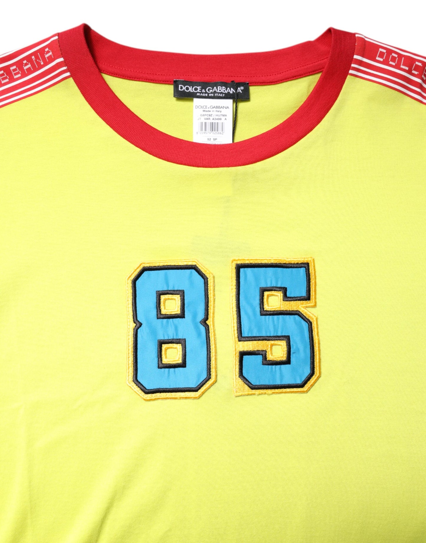 Camiseta de cuello redondo con parche de algodón 85 verde de Dolce & Gabbana