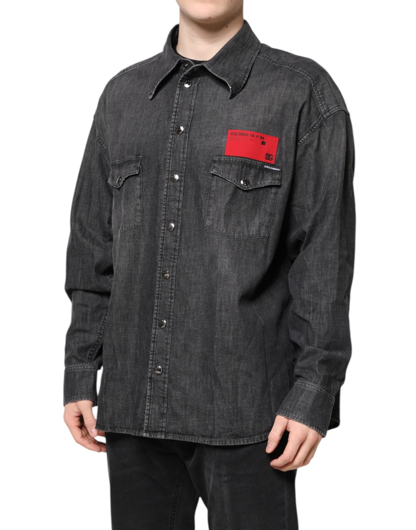 Camisa vaquera gris de manga larga con botones de Dolce & Gabbana