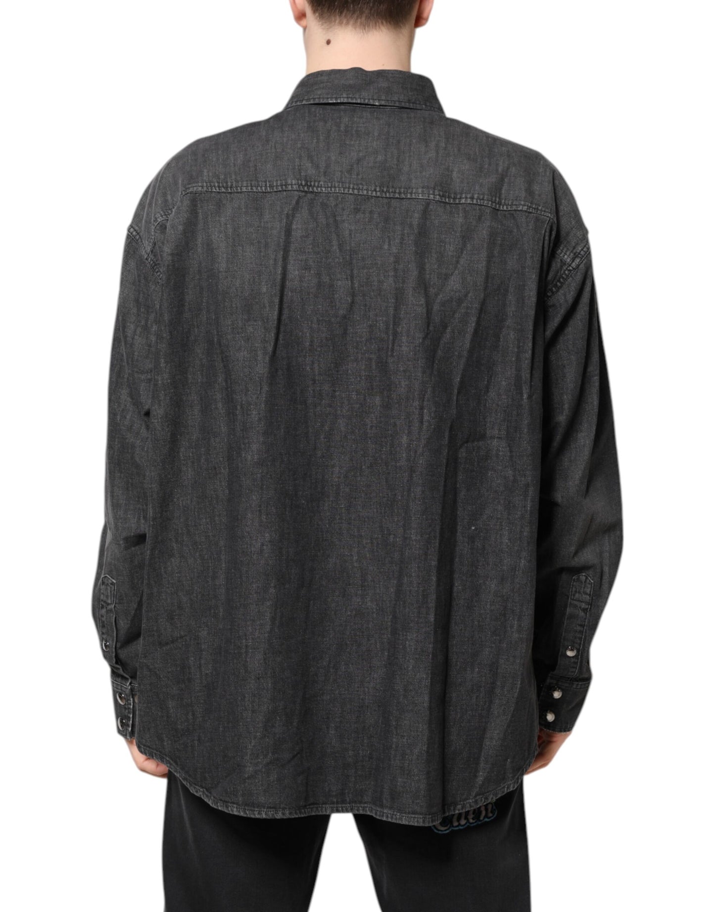 Camisa vaquera gris de manga larga con botones de Dolce & Gabbana