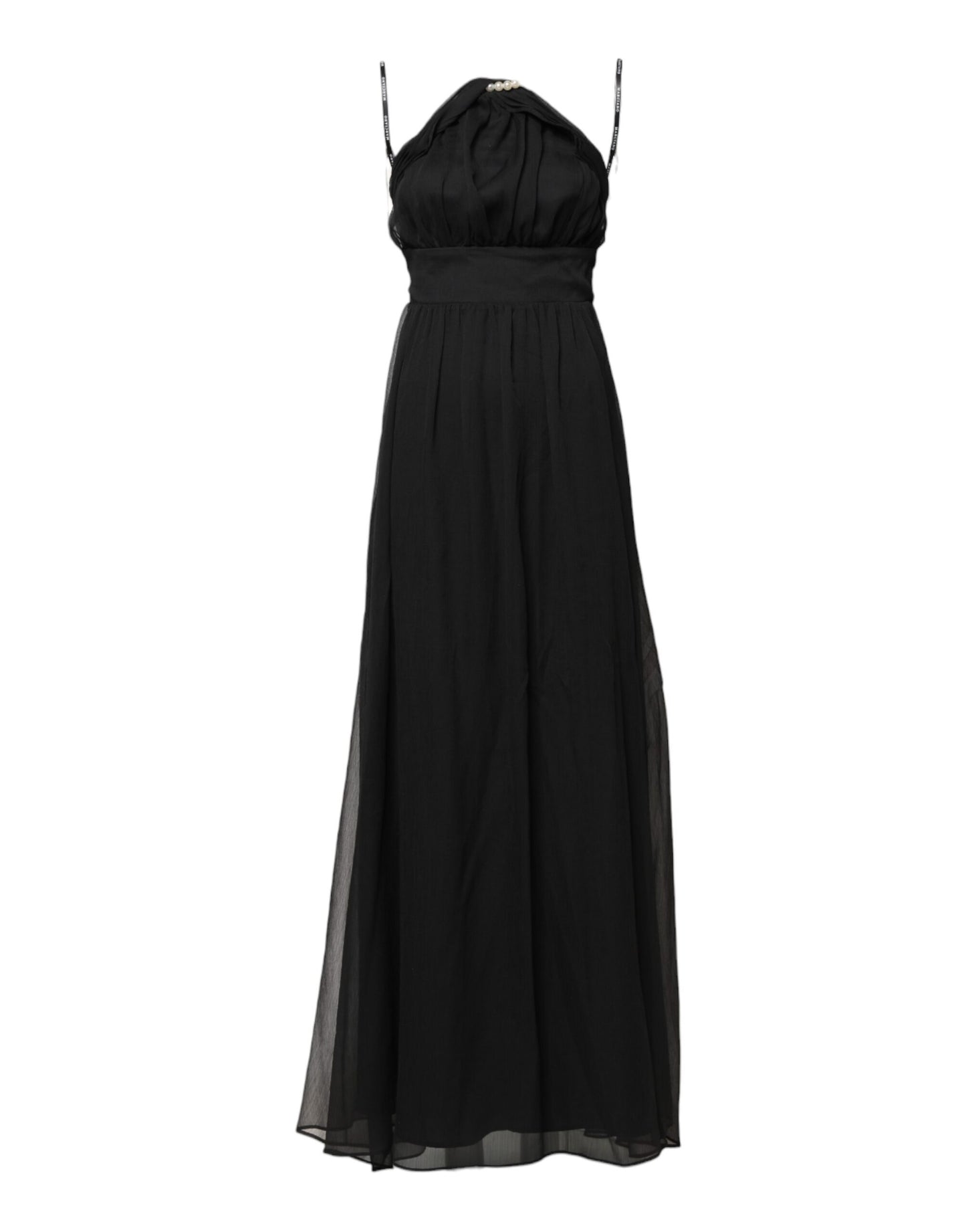 Vestido largo sin mangas de tul negro con perlas de Marciano by Guess