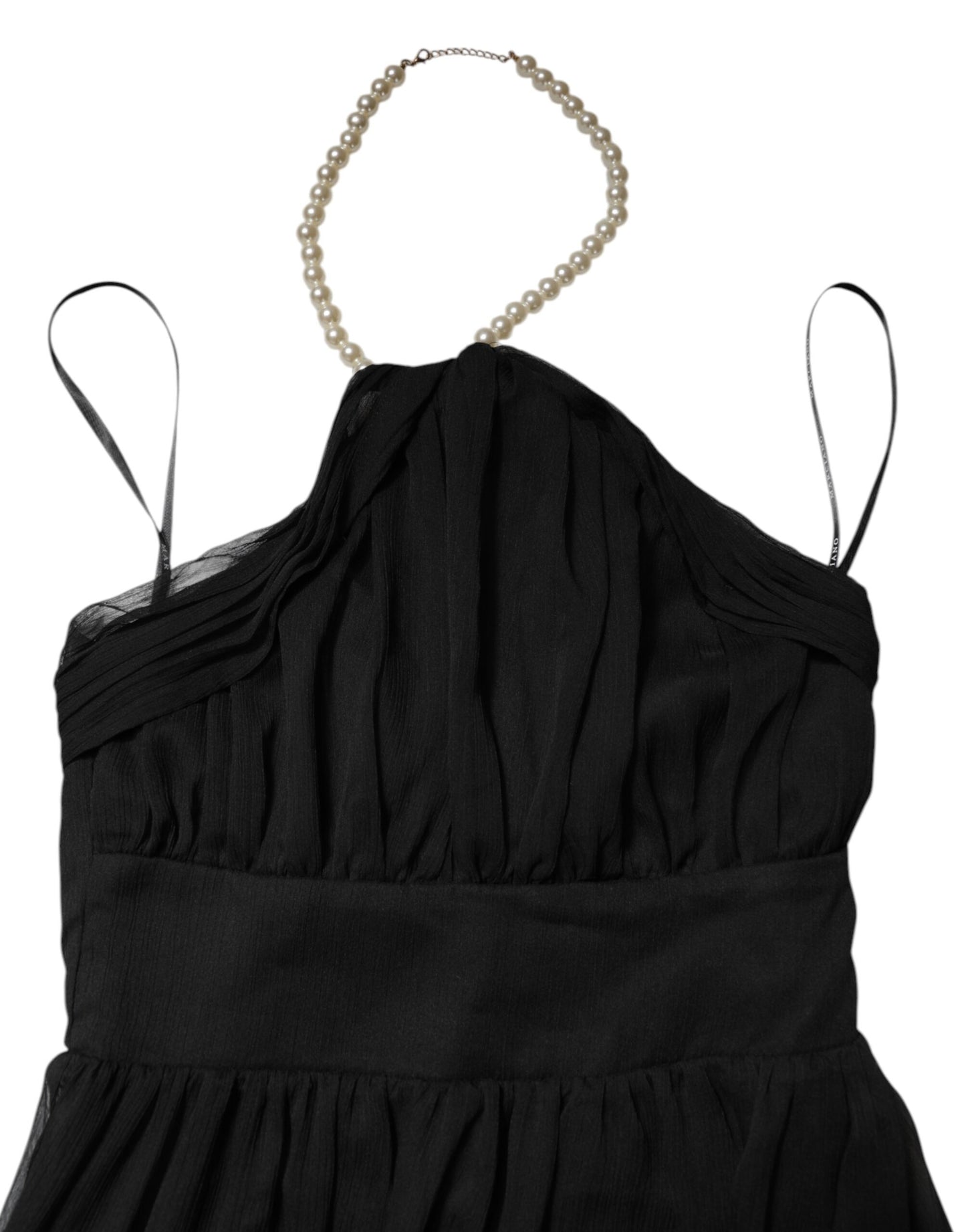 Vestido largo sin mangas de tul negro con perlas de Marciano by Guess