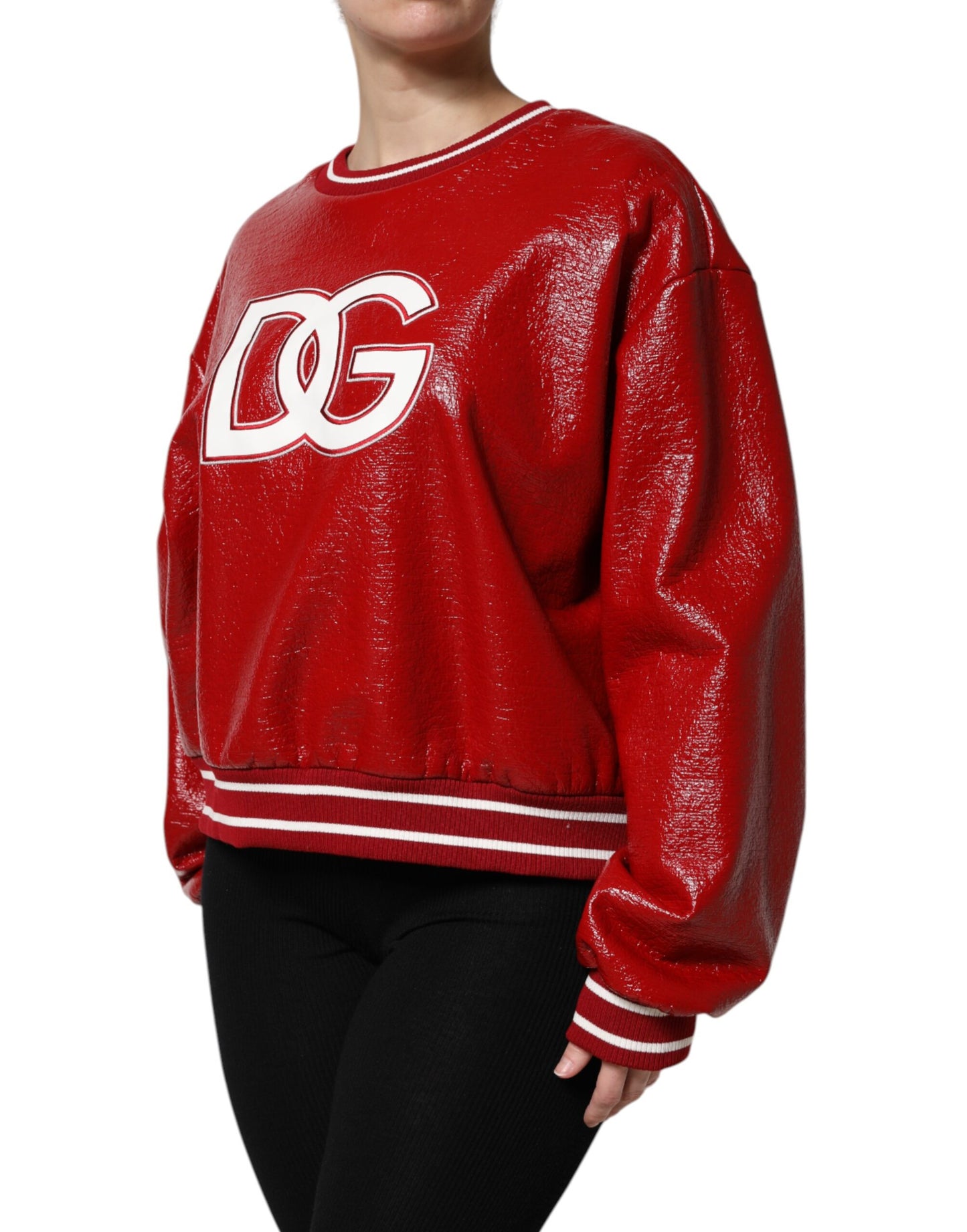 Suéter de lana roja con bordado del logotipo de Dolce & Gabbana