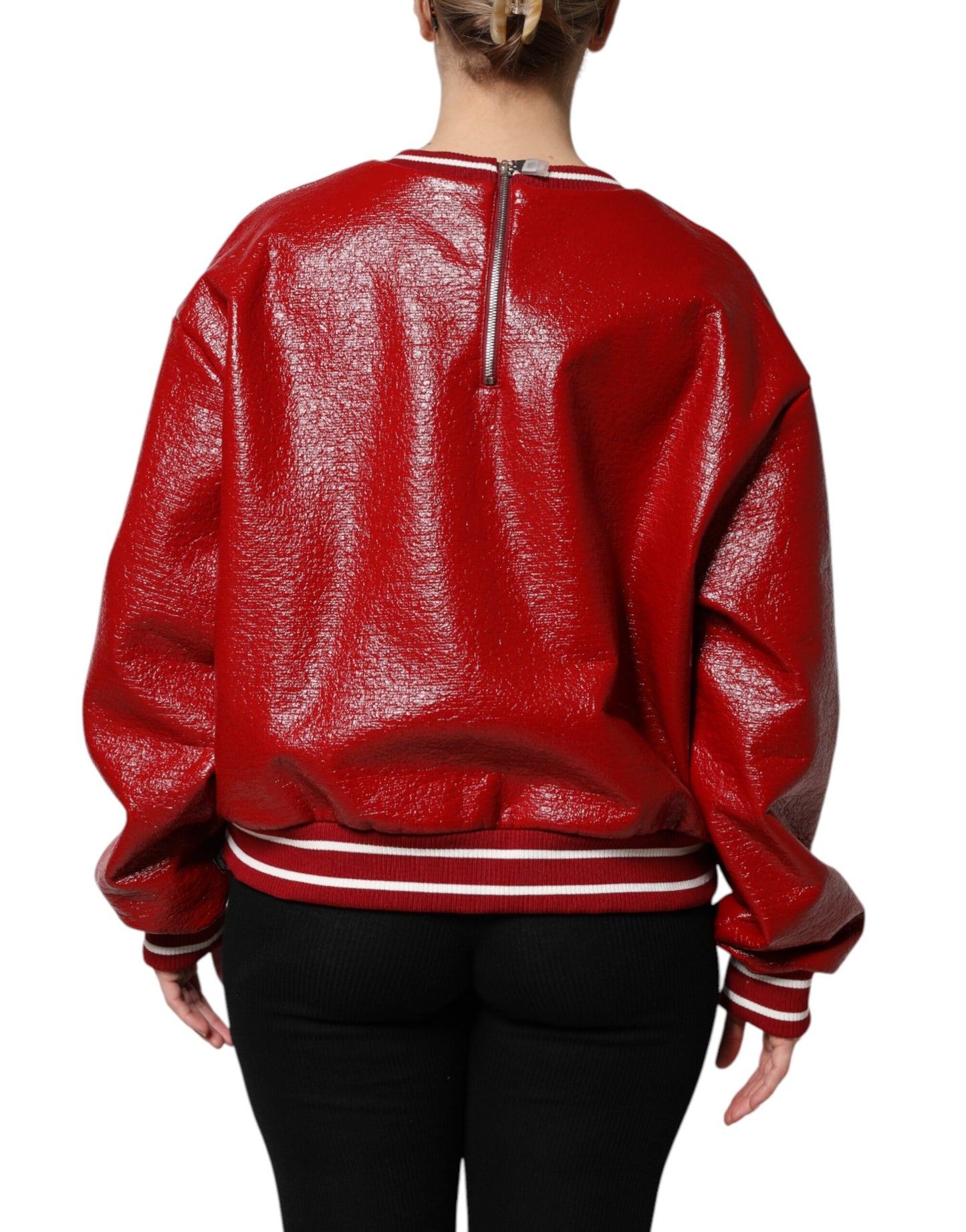 Suéter de lana roja con bordado del logotipo de Dolce & Gabbana