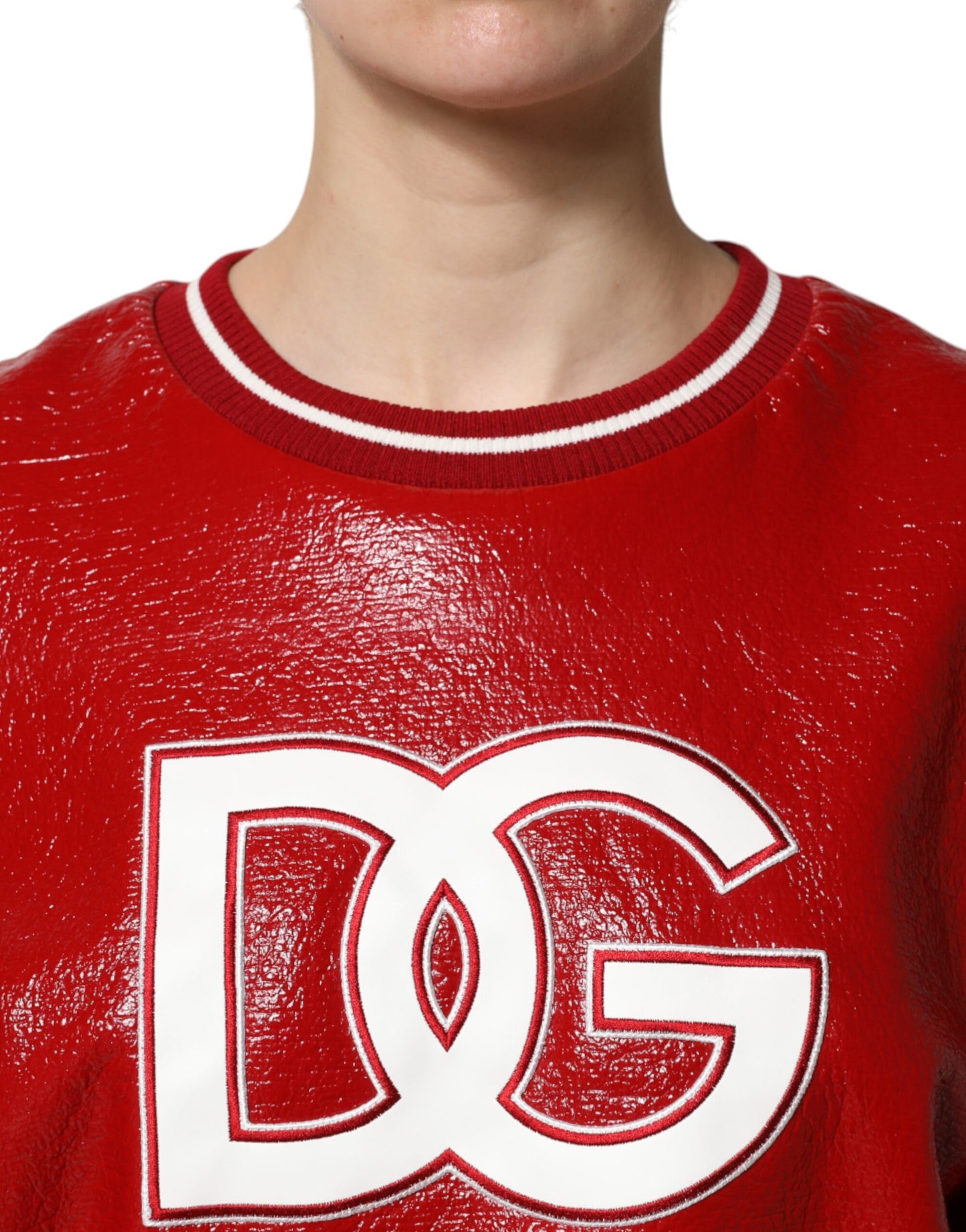 Suéter de lana roja con bordado del logotipo de Dolce & Gabbana