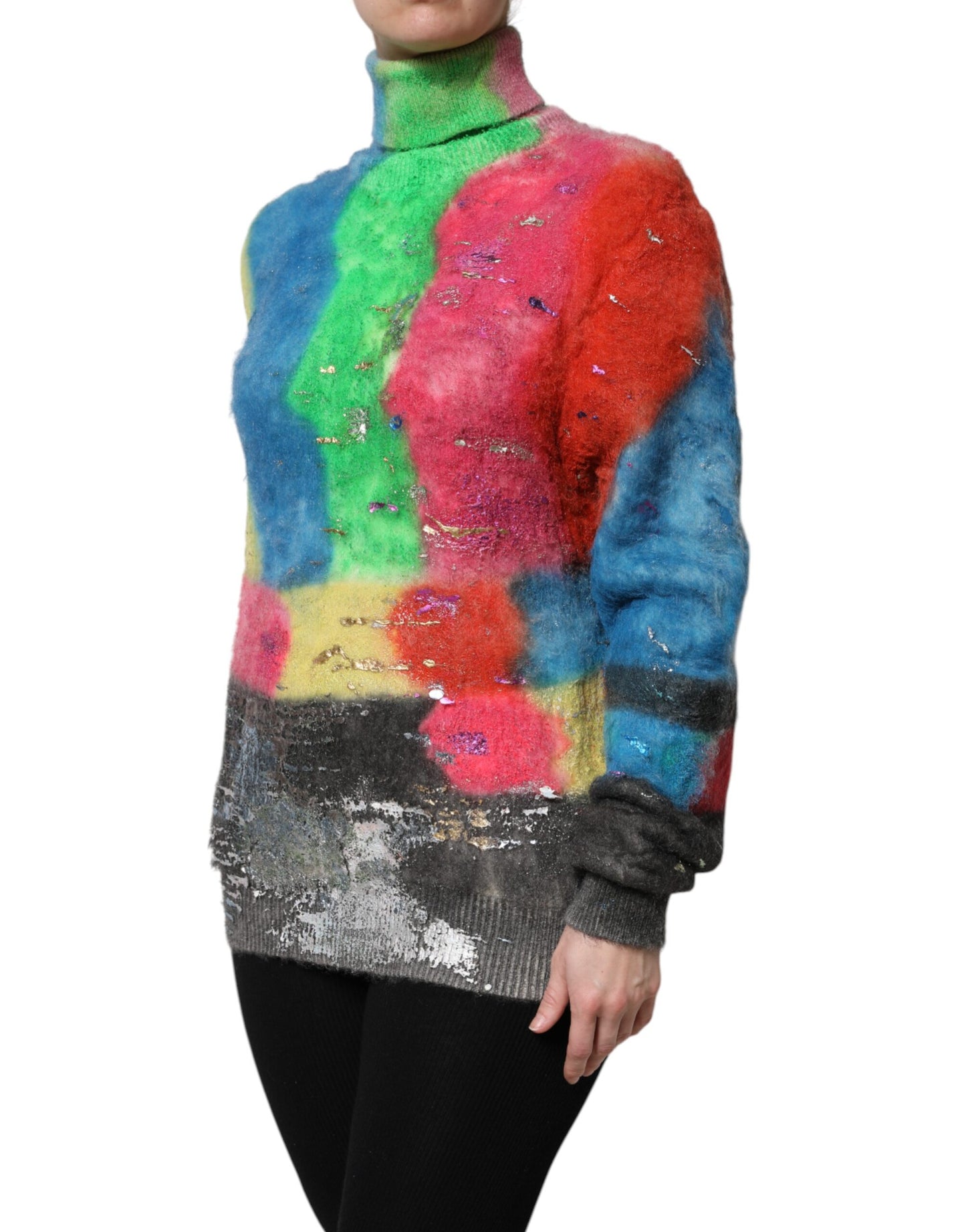 Suéter de cuello alto de mohair multicolor de Dolce & Gabbana