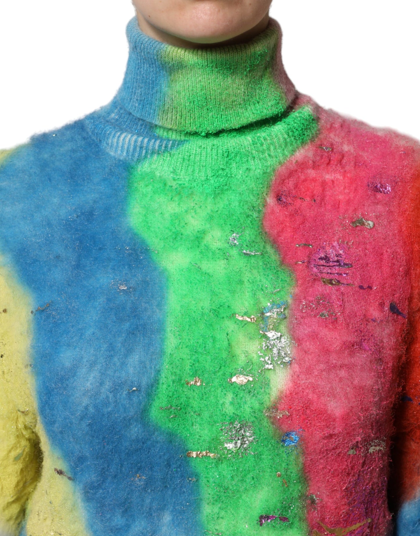 Suéter de cuello alto de mohair multicolor de Dolce & Gabbana
