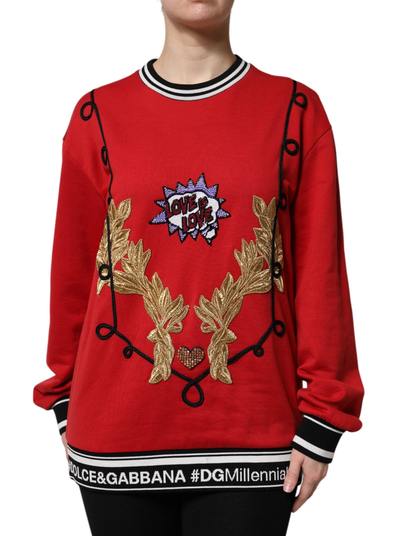 Pull à paillettes Dolce & Gabbana en coton rouge Queen