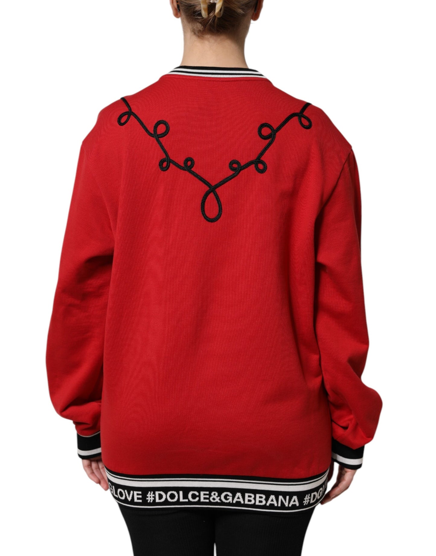 Pull à paillettes Dolce & Gabbana en coton rouge Queen