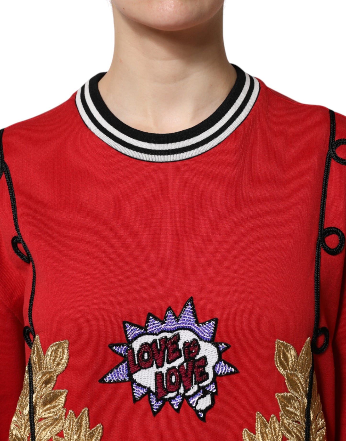 Pull à paillettes Dolce & Gabbana en coton rouge Queen