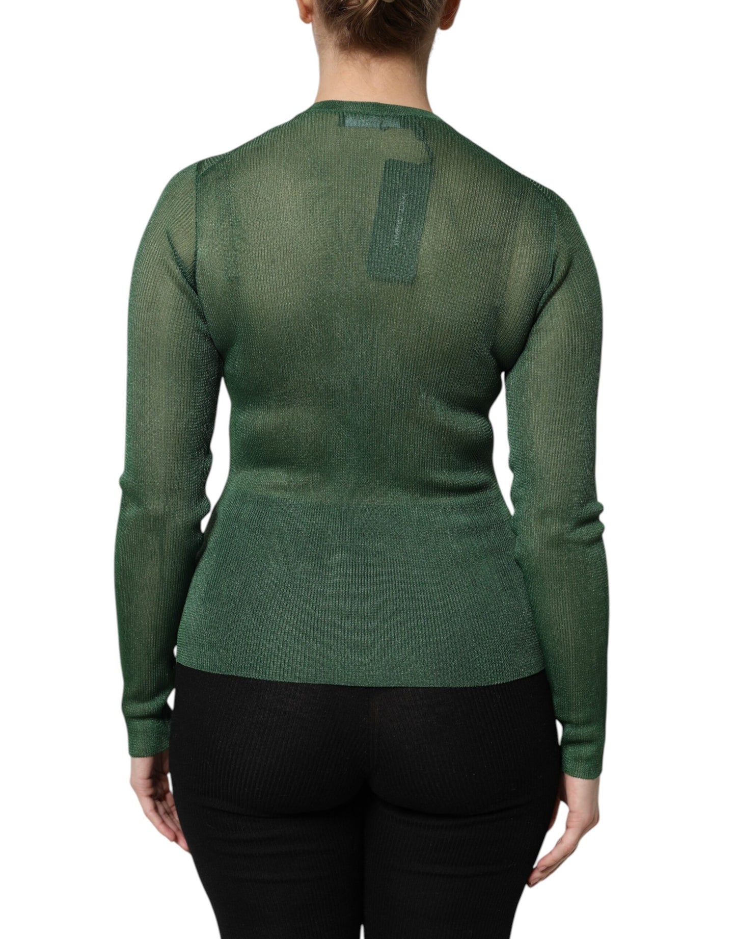 Pull cardigan à manches longues en polyester vert Dolce & Gabbana