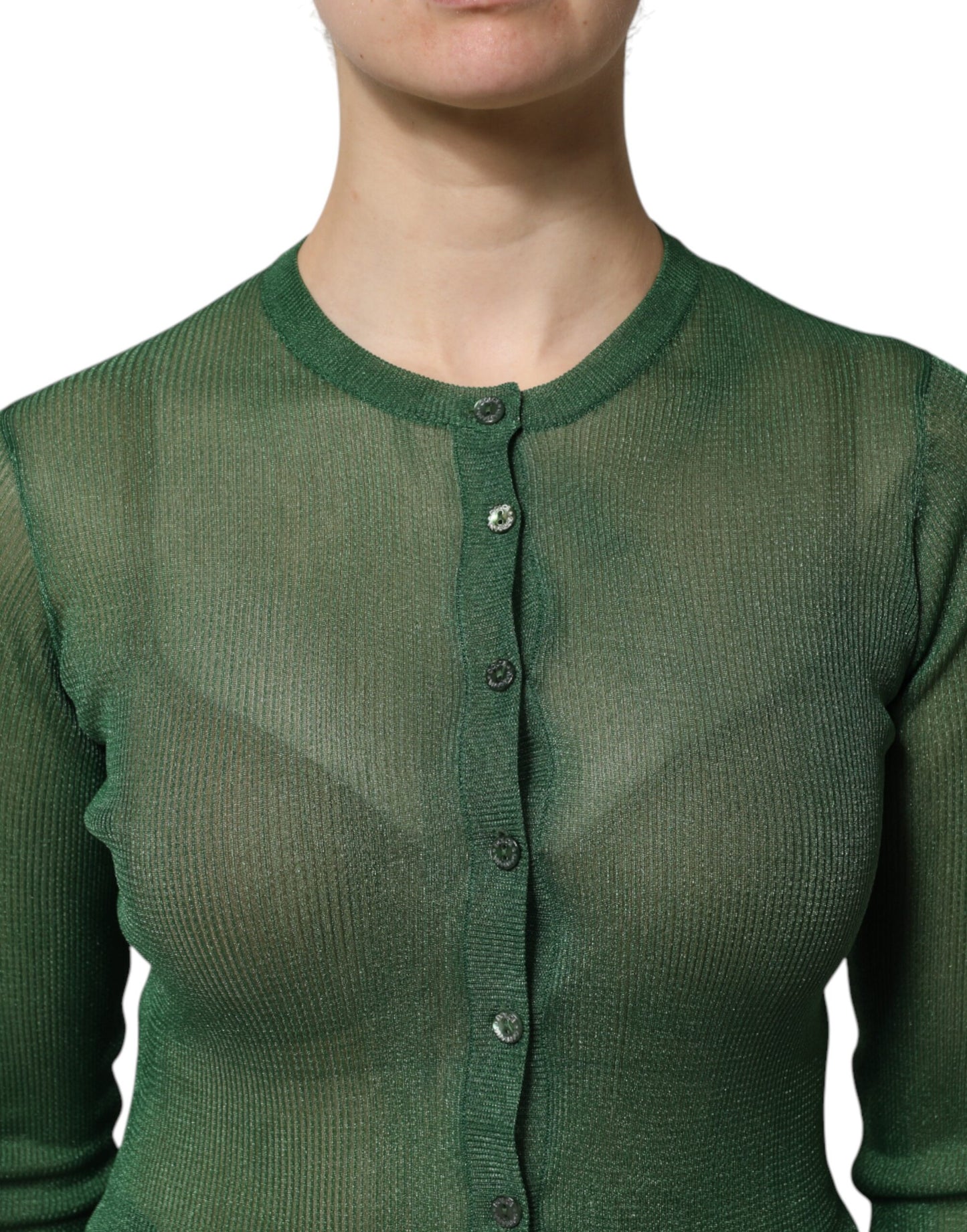 Pull cardigan à manches longues en polyester vert Dolce & Gabbana