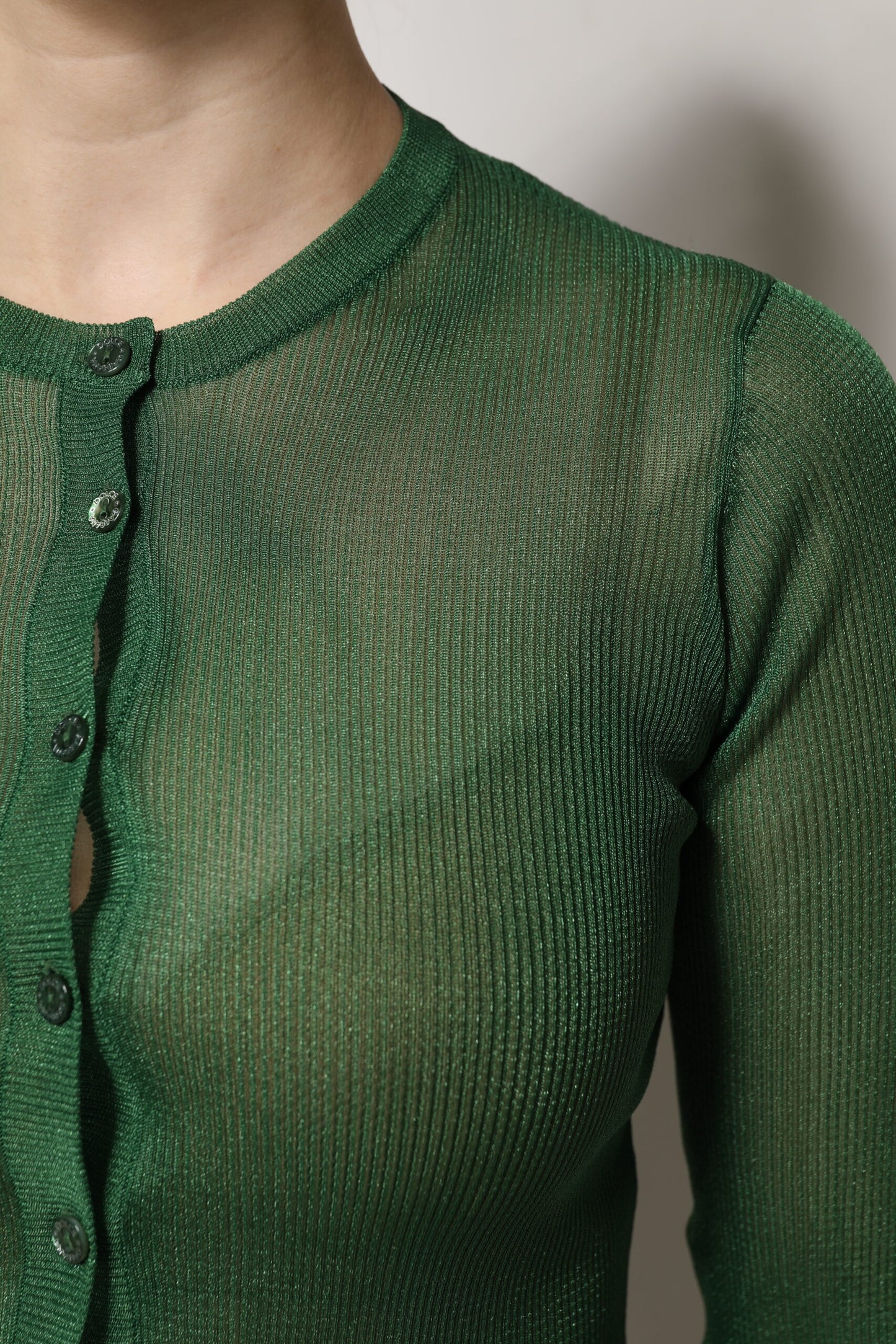 Pull cardigan à manches longues en polyester vert Dolce & Gabbana