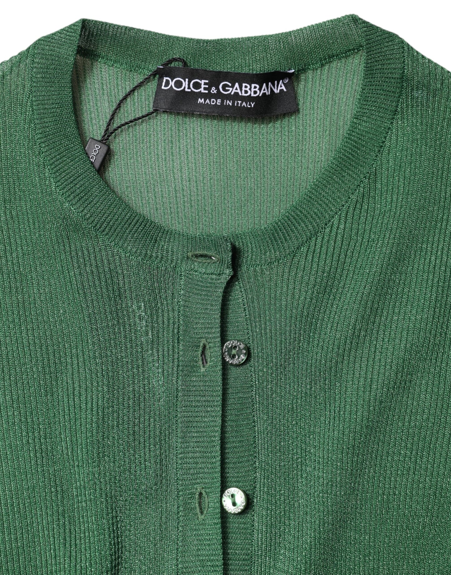 Pull cardigan à manches longues en polyester vert Dolce & Gabbana