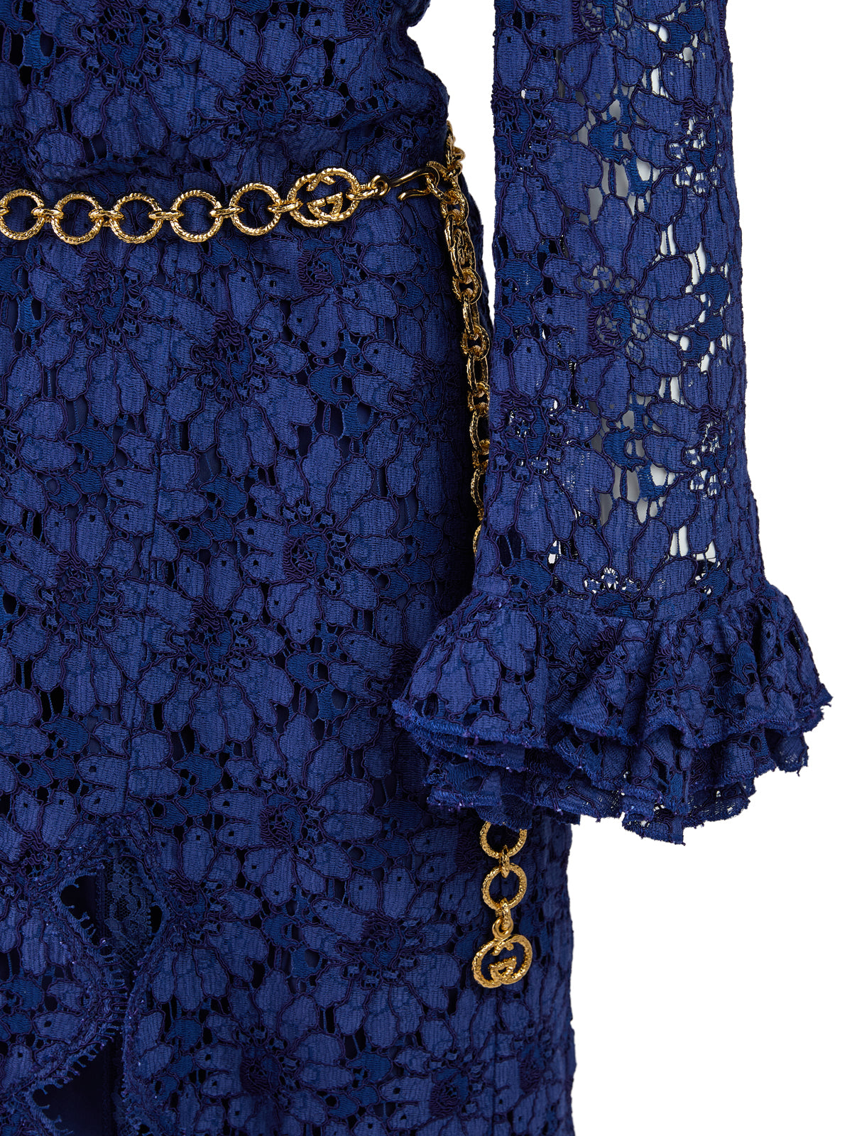 Vestido midi largo de viscosa y algodón Gucci Blu