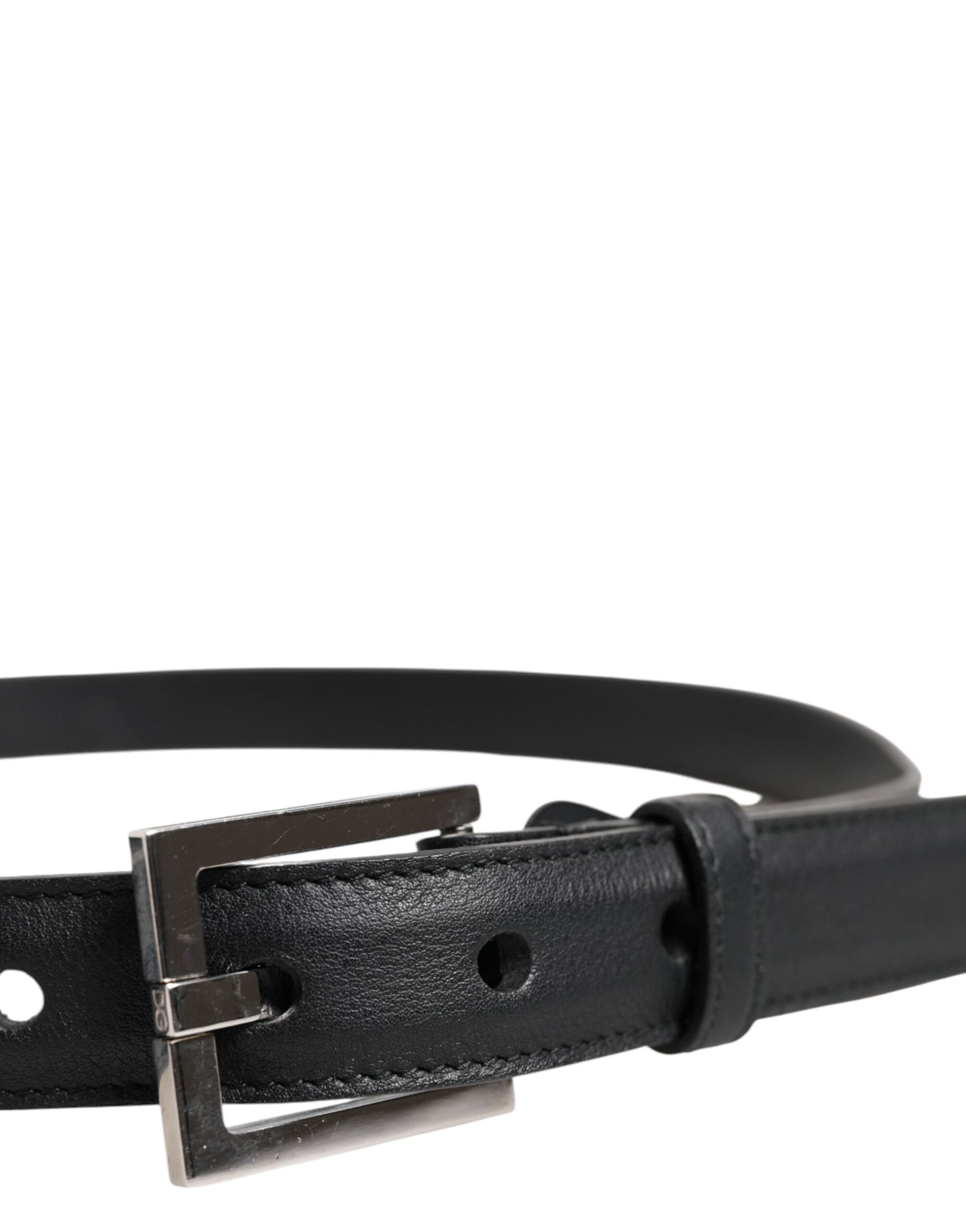 Cinturón con hebilla clásica de piel de becerro negra de Dolce & Gabbana
