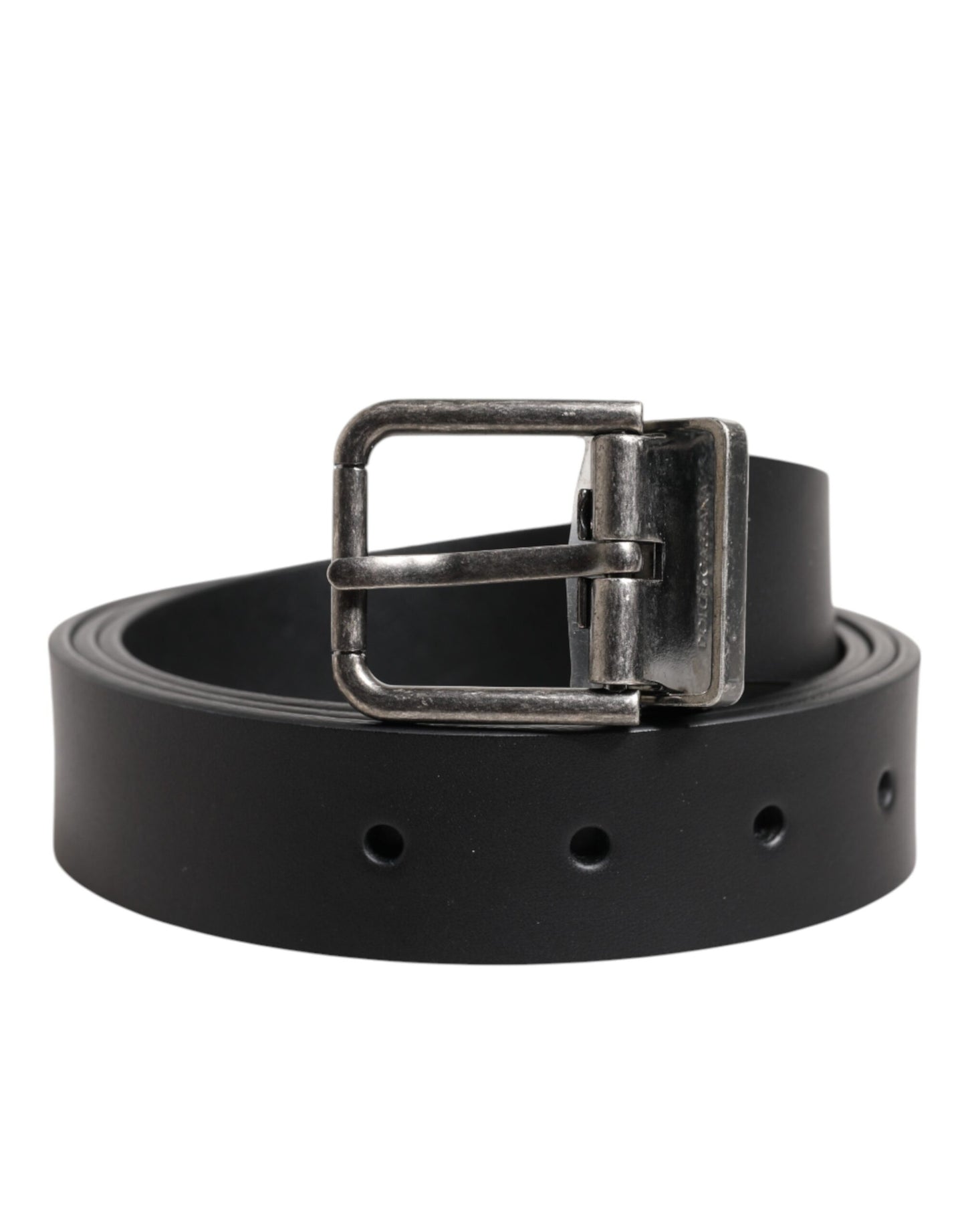 Cinturón clásico de cuero negro con hebilla metálica de Dolce & Gabbana