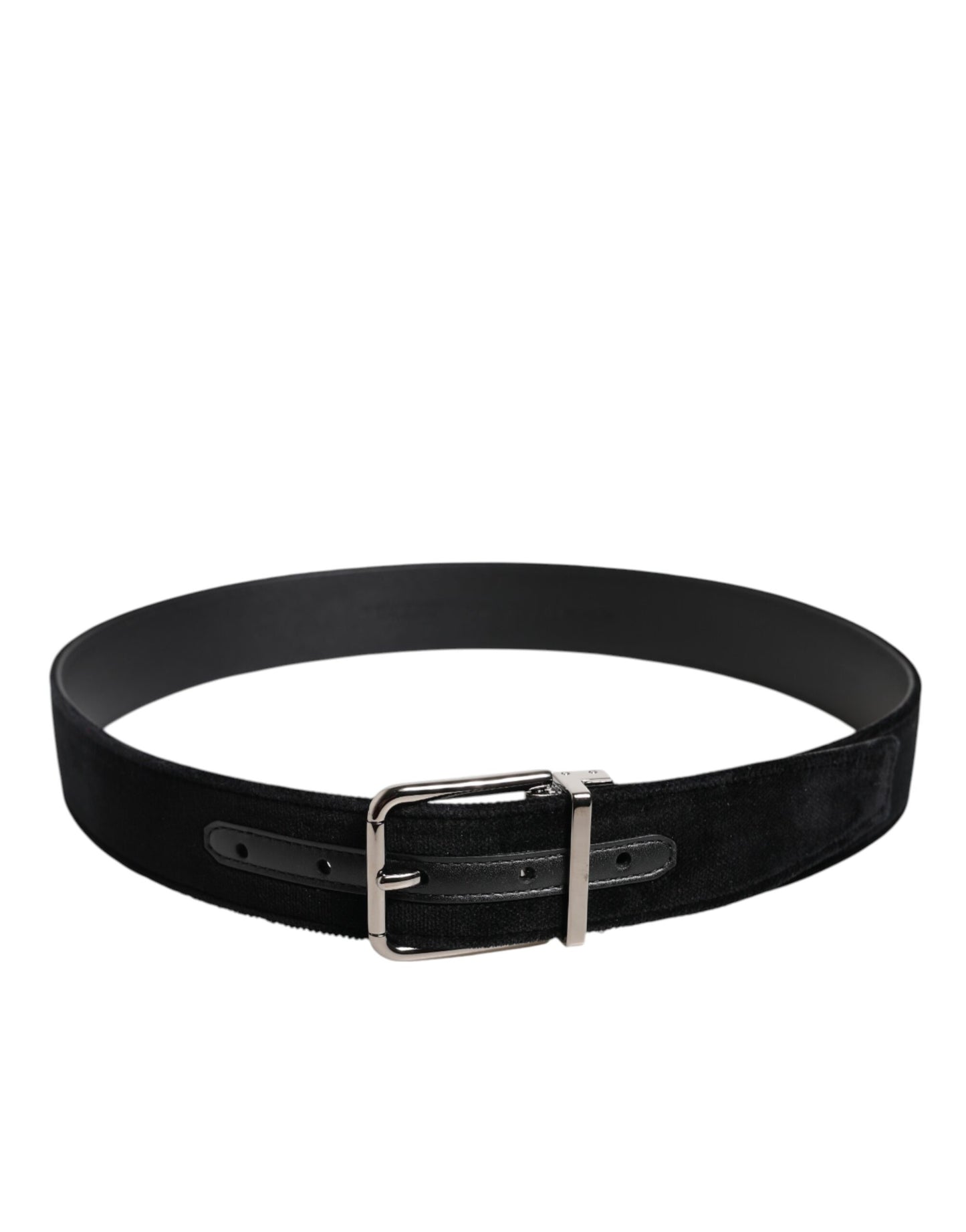Cinturón de algodón negro con hebilla de metal plateado de Dolce & Gabbana