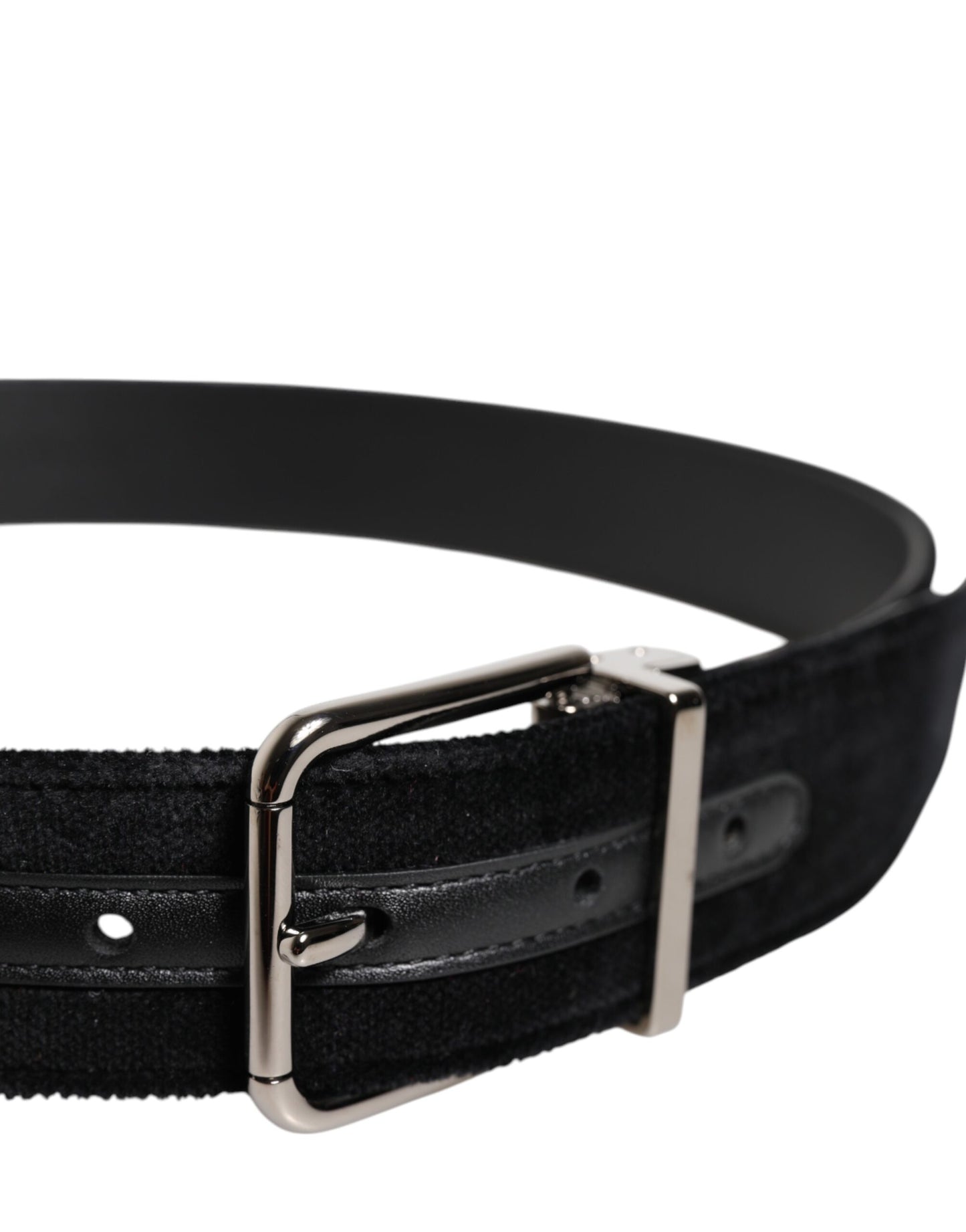 Cinturón de algodón negro con hebilla de metal plateado de Dolce & Gabbana