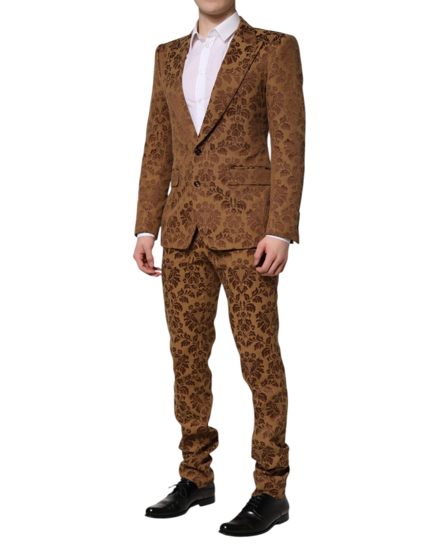 Traje de dos piezas SICILIA de jacquard floral marrón de Dolce & Gabbana
