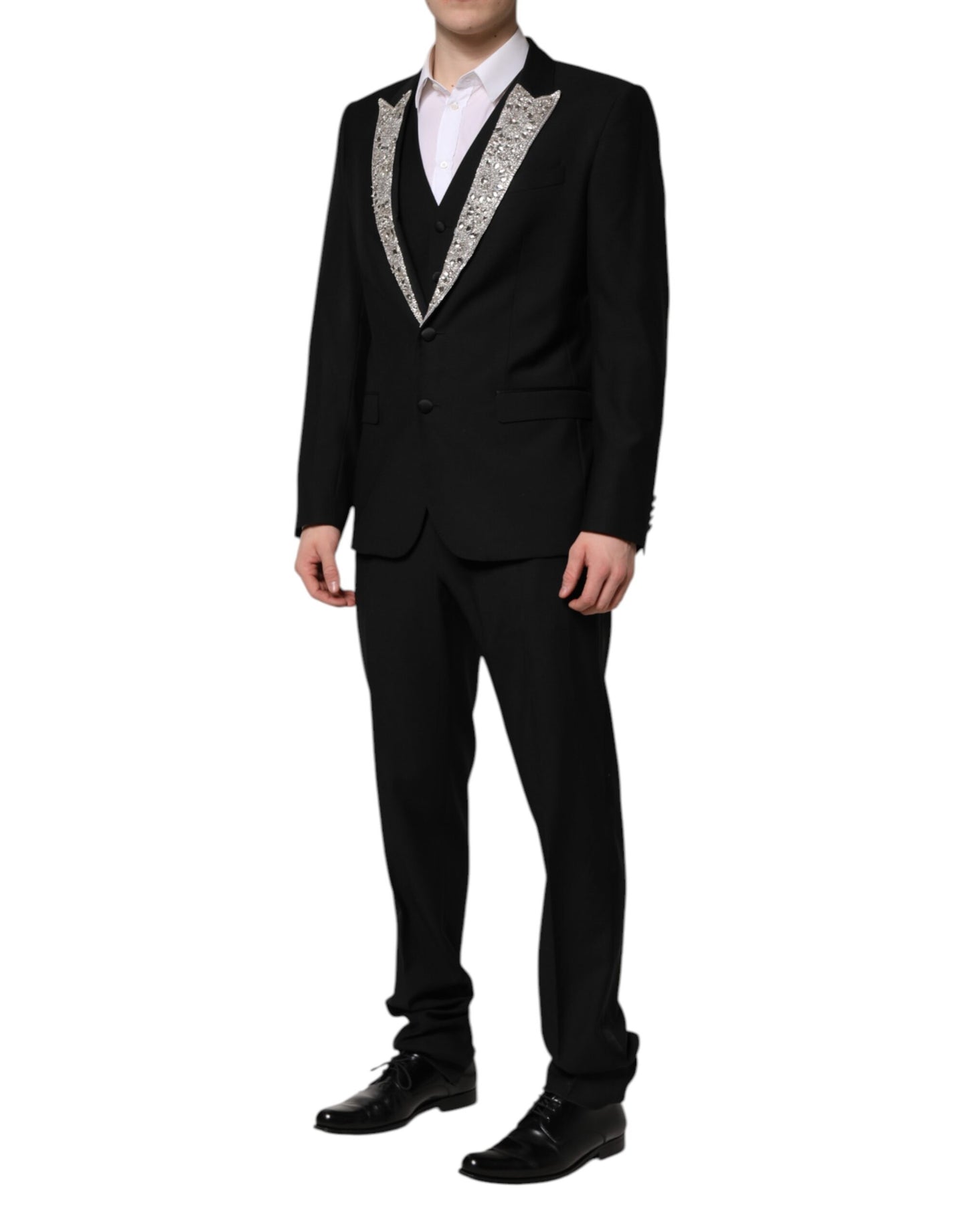 Traje de tres piezas con adornos de cristal MARTINI negro de Dolce & Gabbana