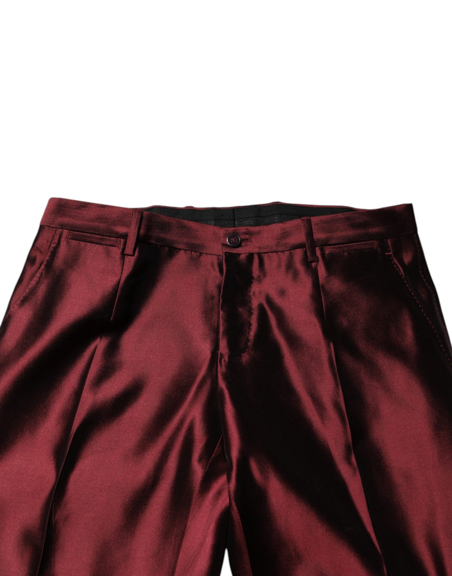 Traje de dos piezas de seda burdeos de Dolce & Gabbana con botonadura sencilla