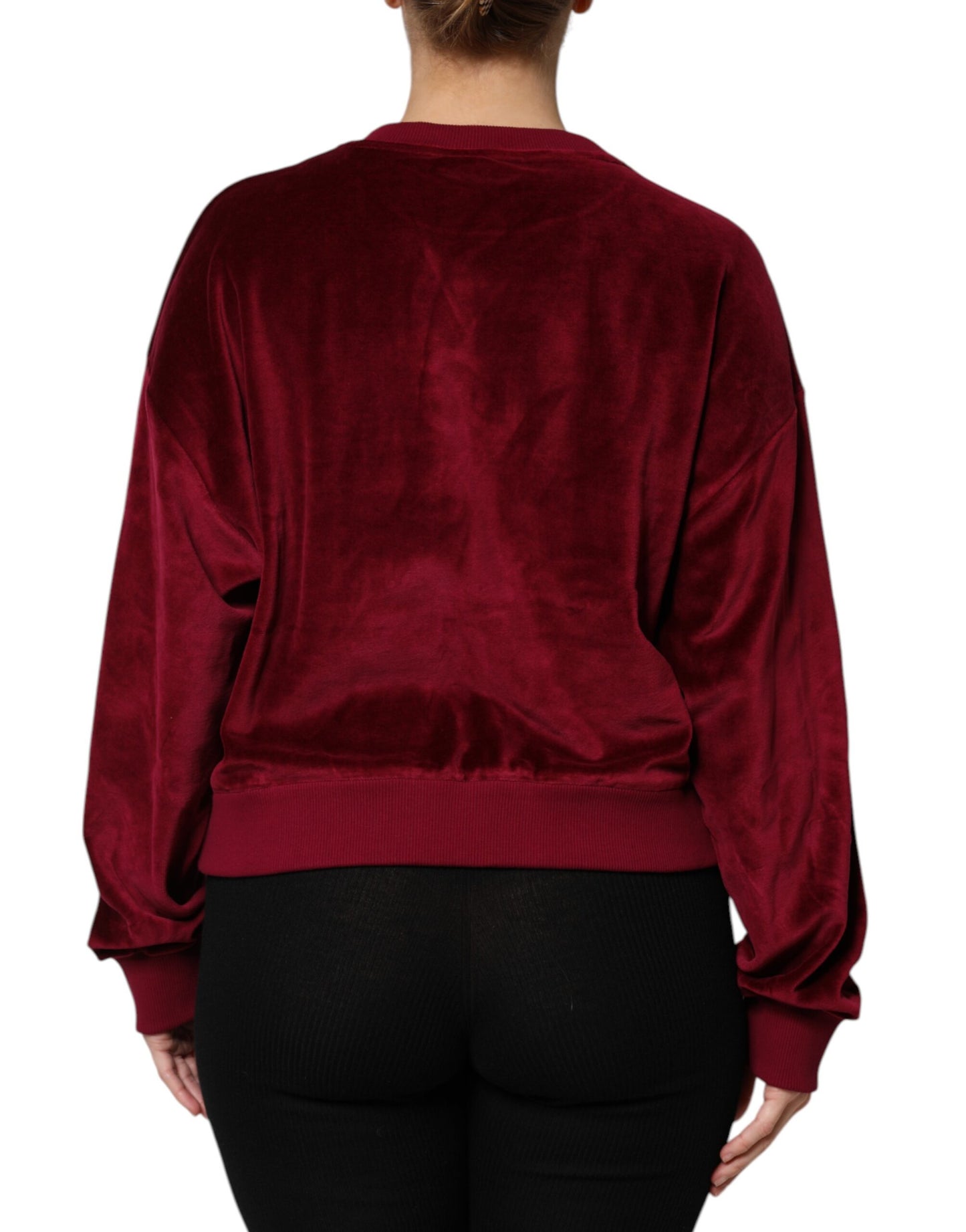 Suéter de cuello redondo de terciopelo de algodón rojo de Dolce & Gabbana