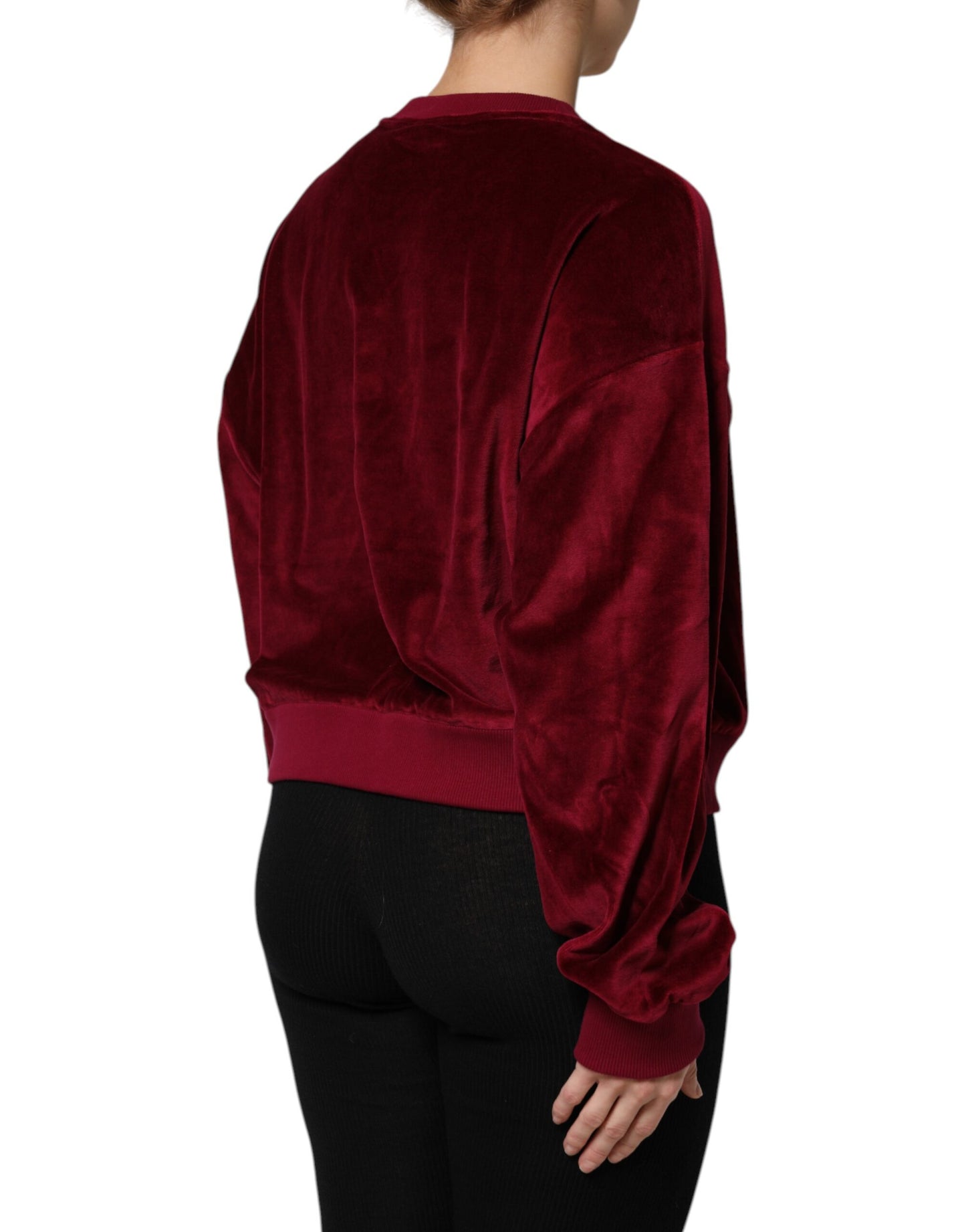 Suéter de cuello redondo de terciopelo de algodón rojo de Dolce & Gabbana
