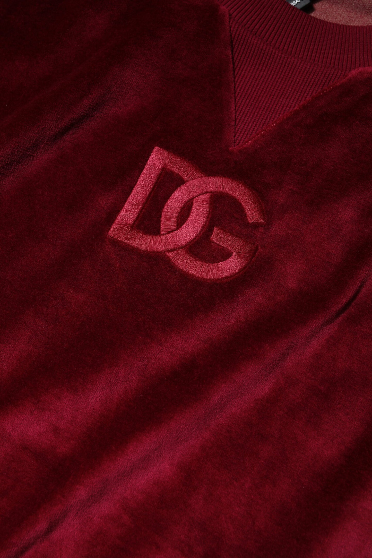 Suéter de cuello redondo de terciopelo de algodón rojo de Dolce & Gabbana