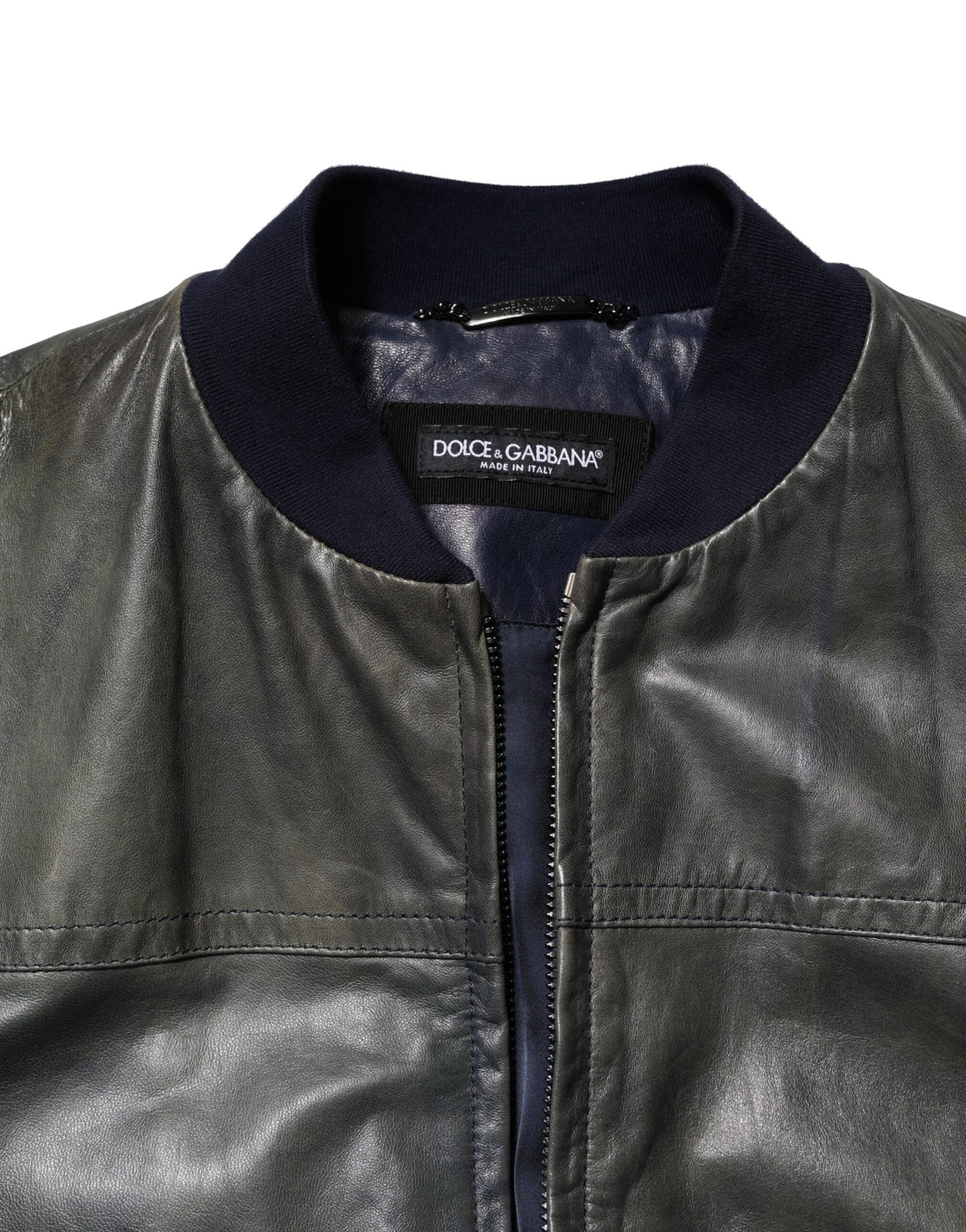 Chaqueta biker con cremallera completa de piel de cordero negra de Dolce & Gabbana