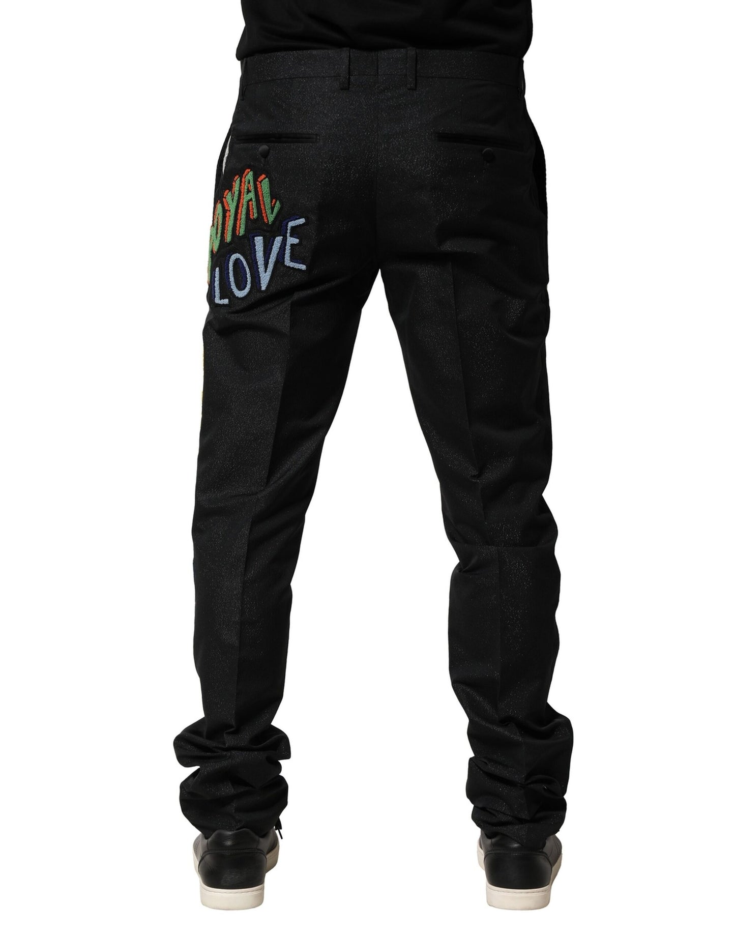 Pantalones negros con bordado gráfico de Dolce & Gabbana para hombre