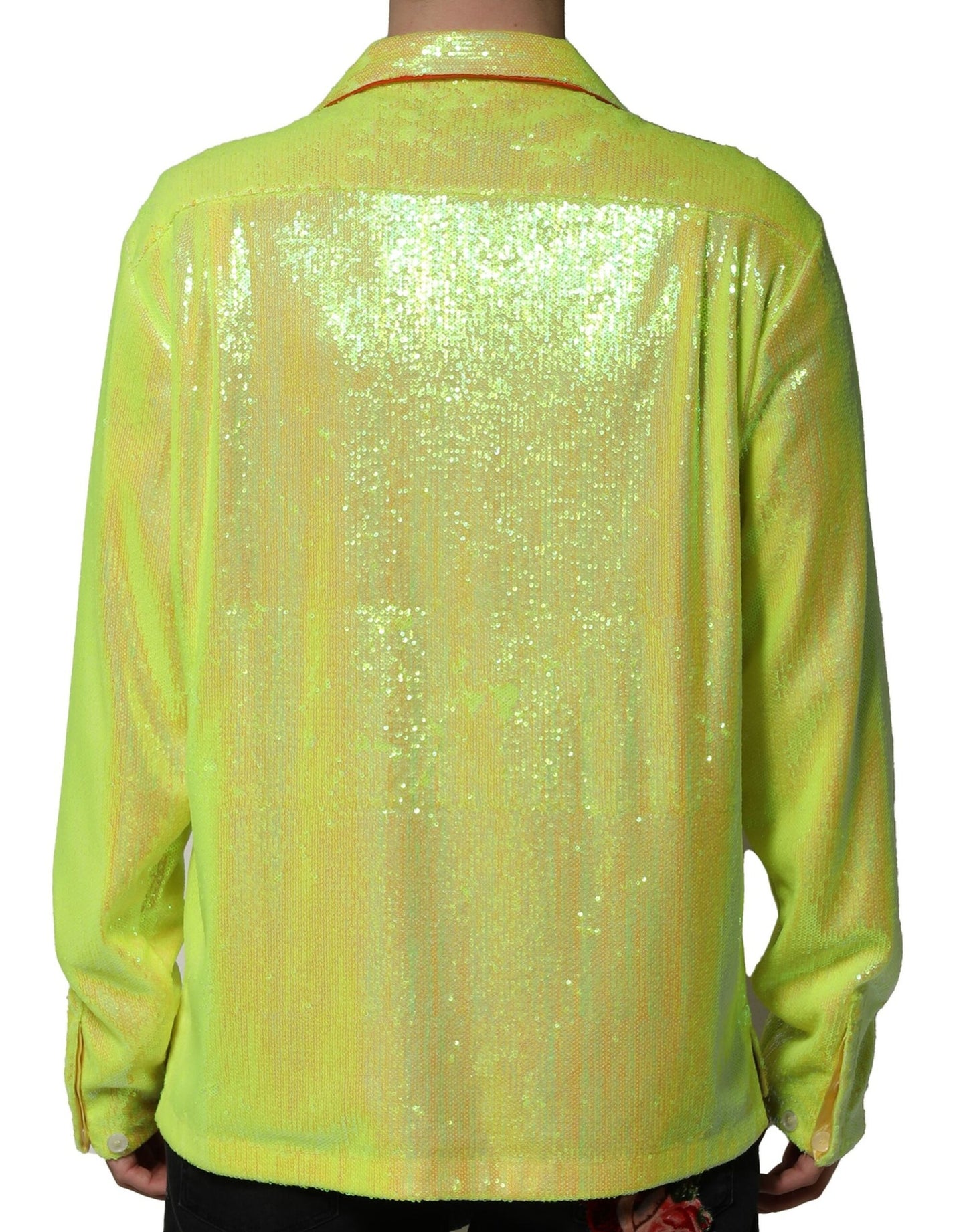 Camisa informal de poliéster con lentejuelas amarillas de Dolce & Gabbana