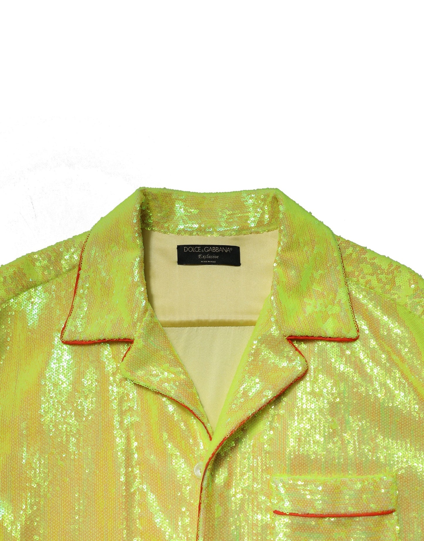 Camisa informal de poliéster con lentejuelas amarillas de Dolce & Gabbana