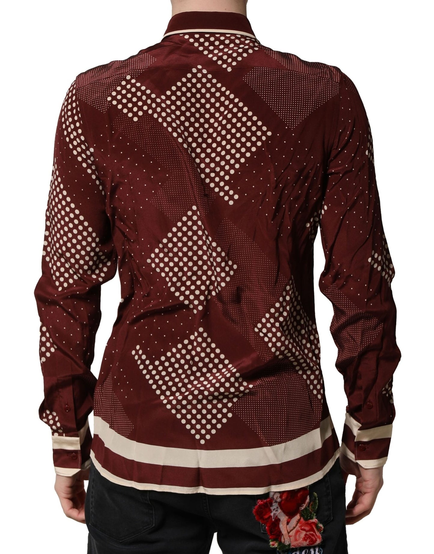 Camisa informal de manga larga de seda con lunares color granate de Dolce & Gabbana
