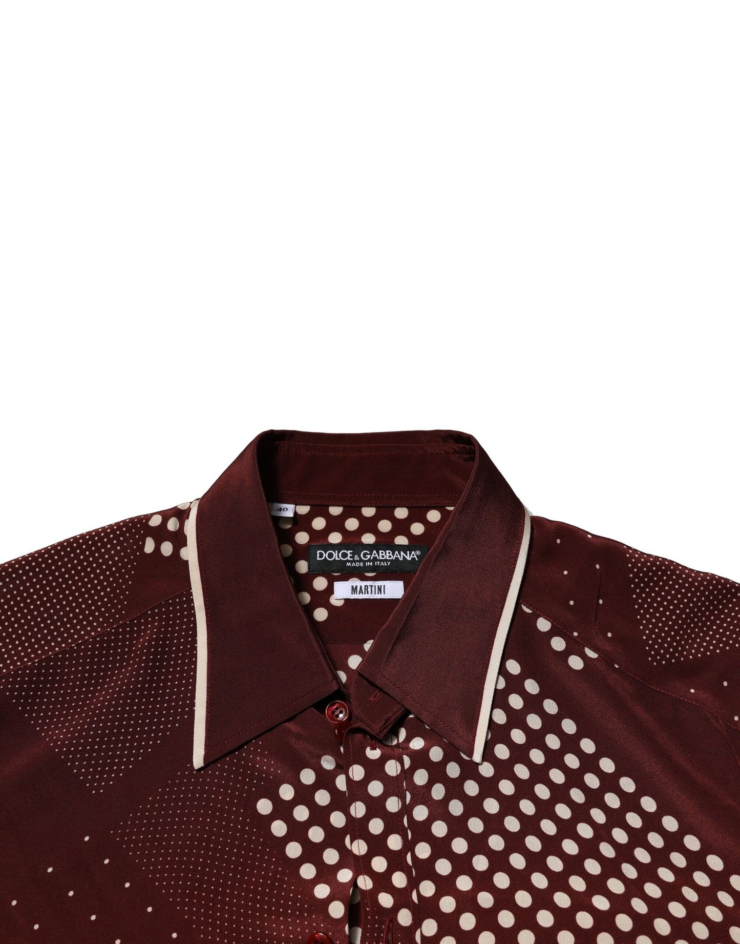 Camisa informal de manga larga de seda con lunares color granate de Dolce & Gabbana