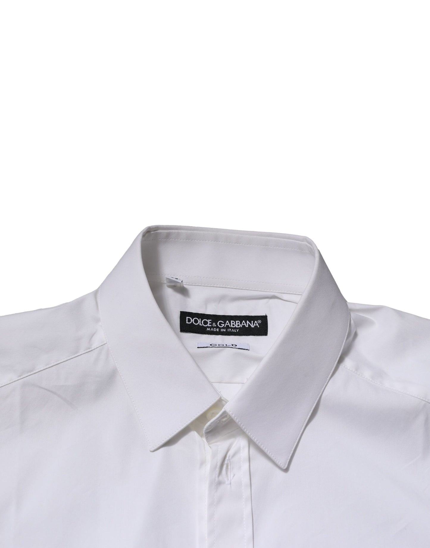 Camisa formal de vestir para hombre de algodón blanco dorado de Dolce & Gabbana