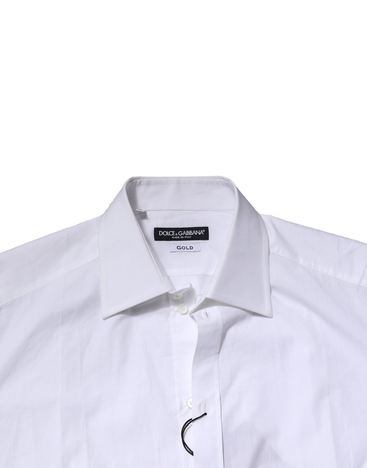 Camisa formal Dolce & Gabbana de algodón blanco de manga larga dorada