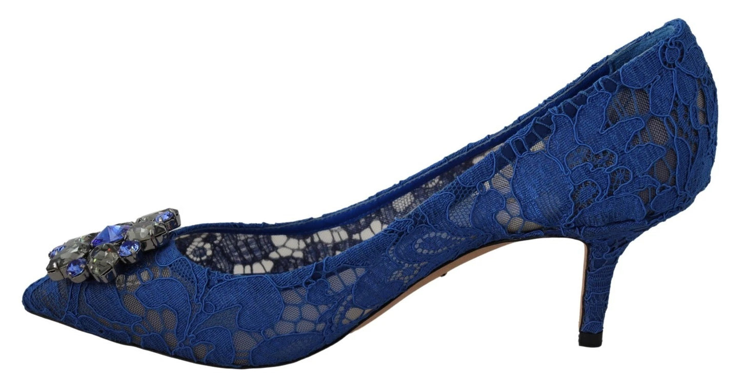 Bailarinas con cristales y encaje azul de Dolce & Gabbana
