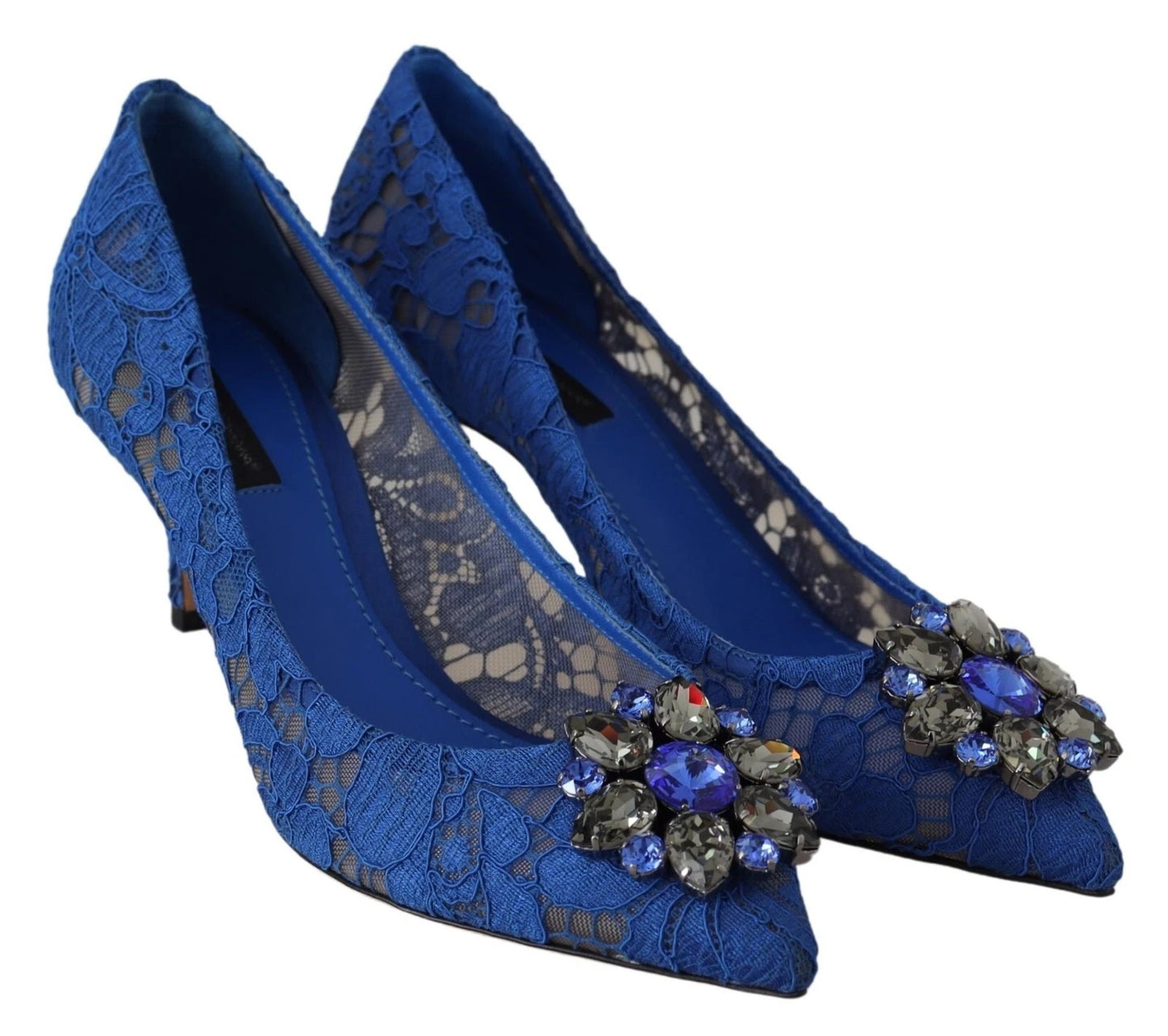 Bailarinas con cristales y encaje azul de Dolce & Gabbana