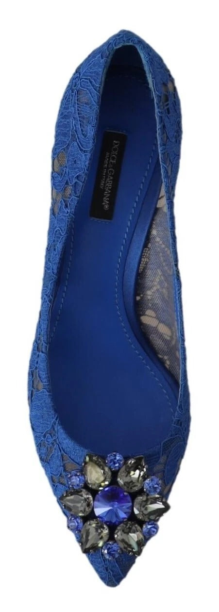 Bailarinas con cristales y encaje azul de Dolce & Gabbana