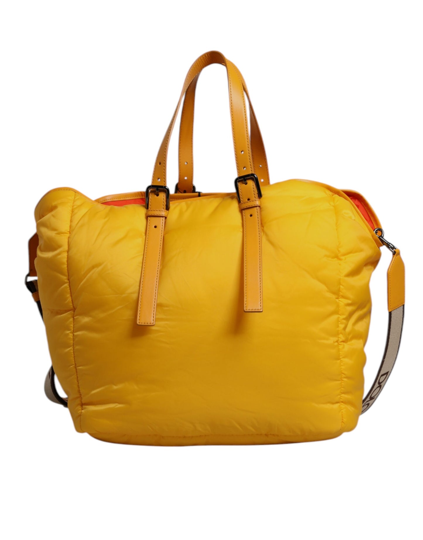Bolso de hombro de nailon con placa del logotipo en amarillo y naranja de Dolce & Gabbana