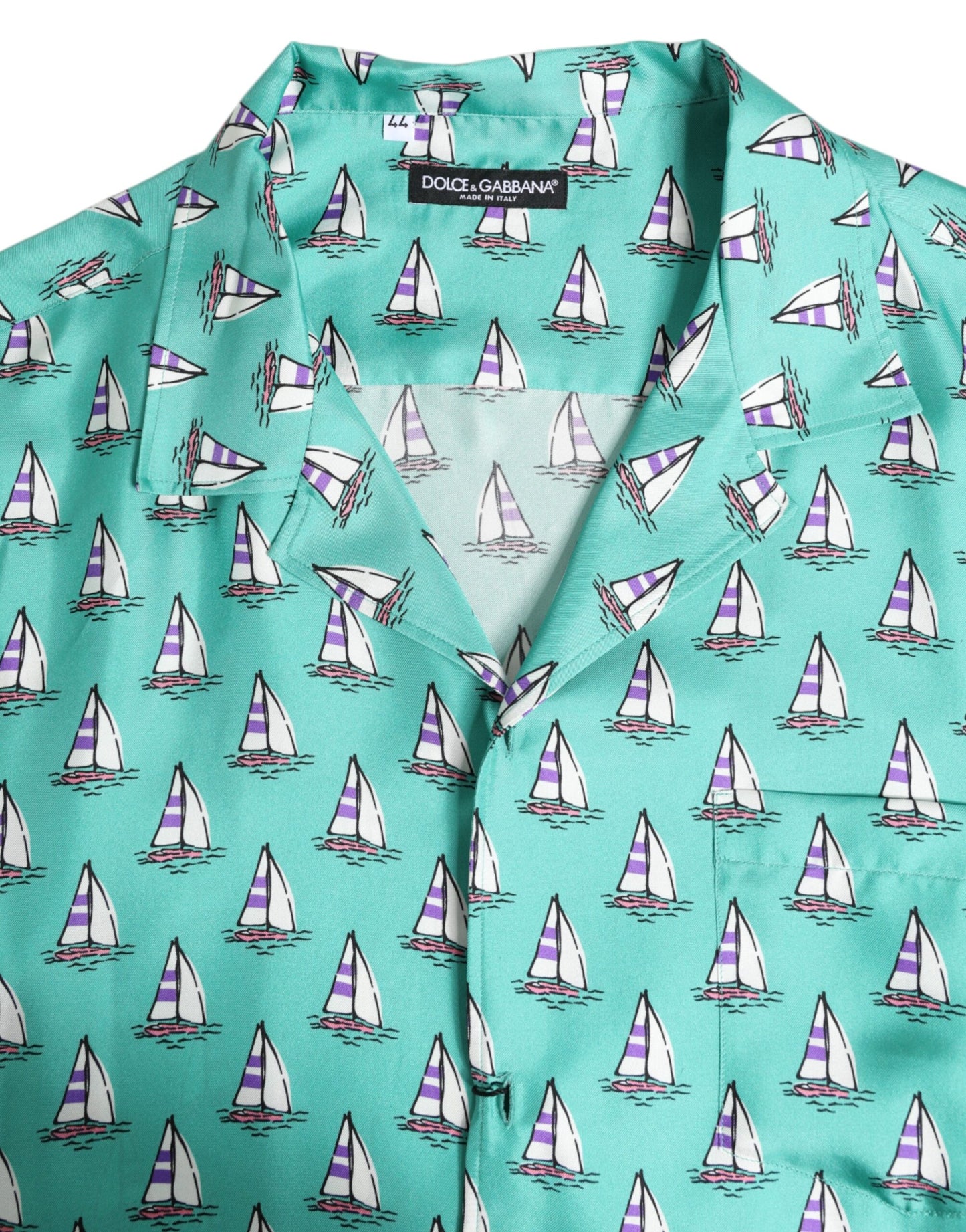 Camisa casual de manga corta con estampado verde de Dolce & Gabbana