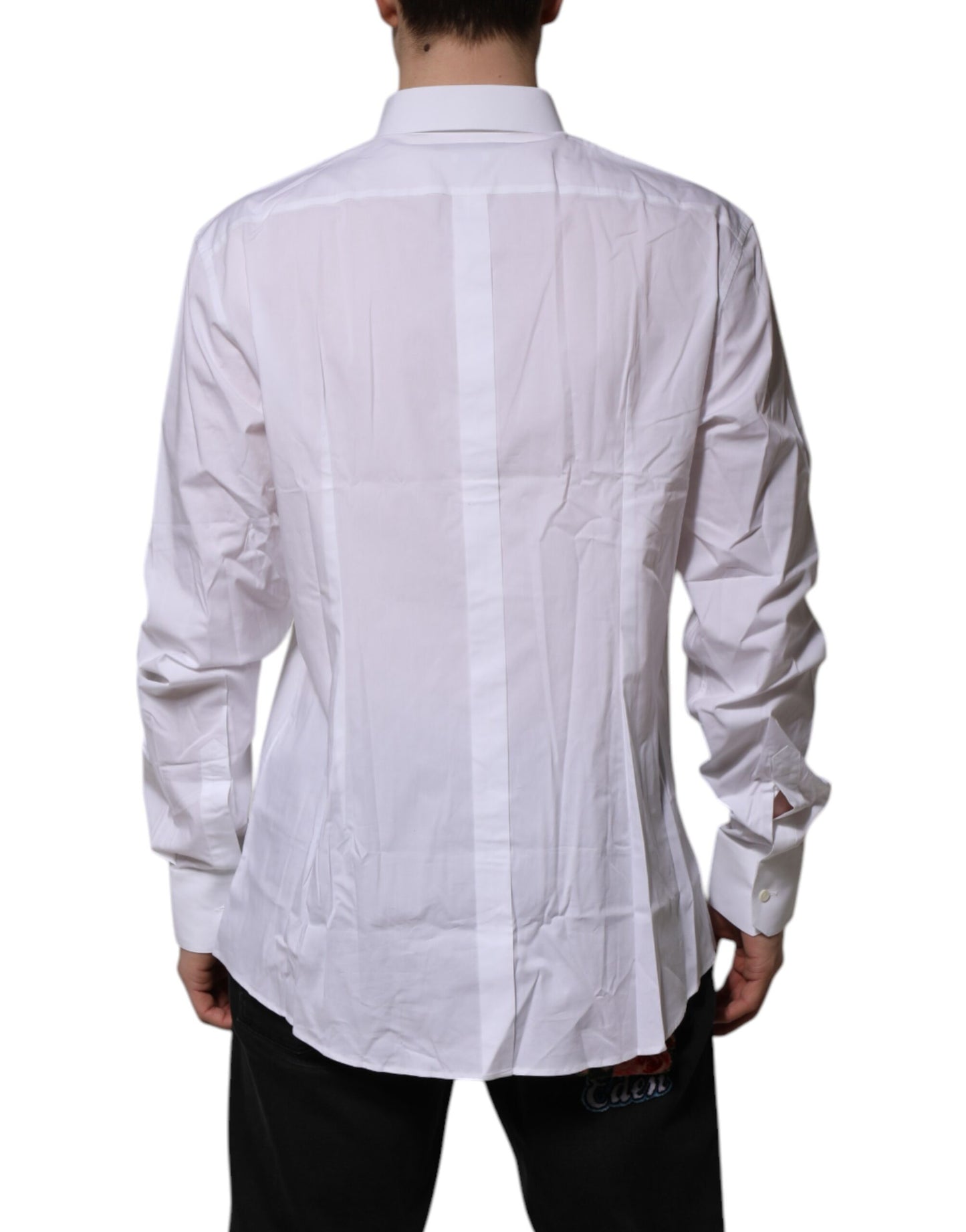 Camisa formal de manga larga Dolce & Gabbana de algodón blanco dorado