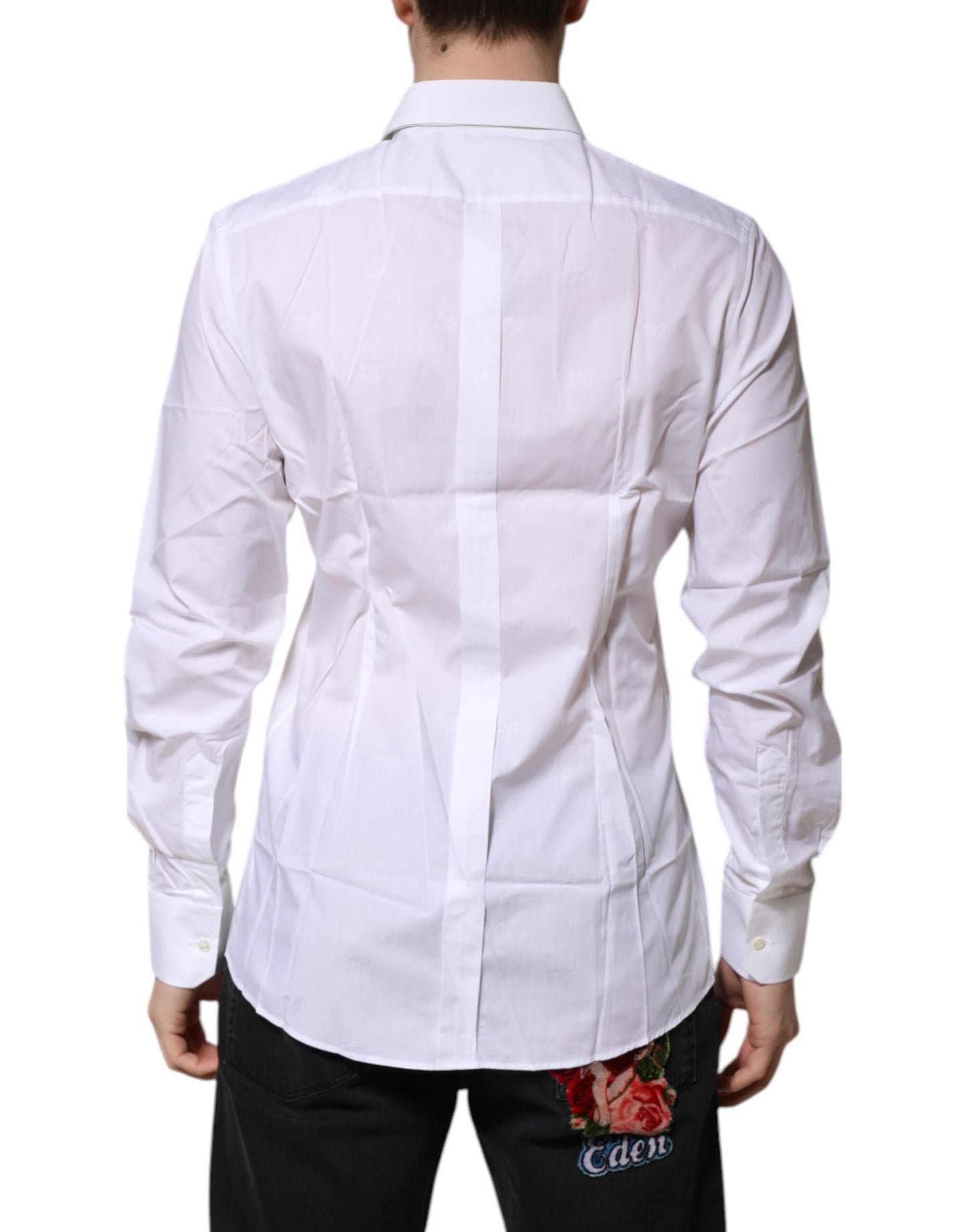 Camisa formal de manga larga Dolce & Gabbana de algodón blanco dorado