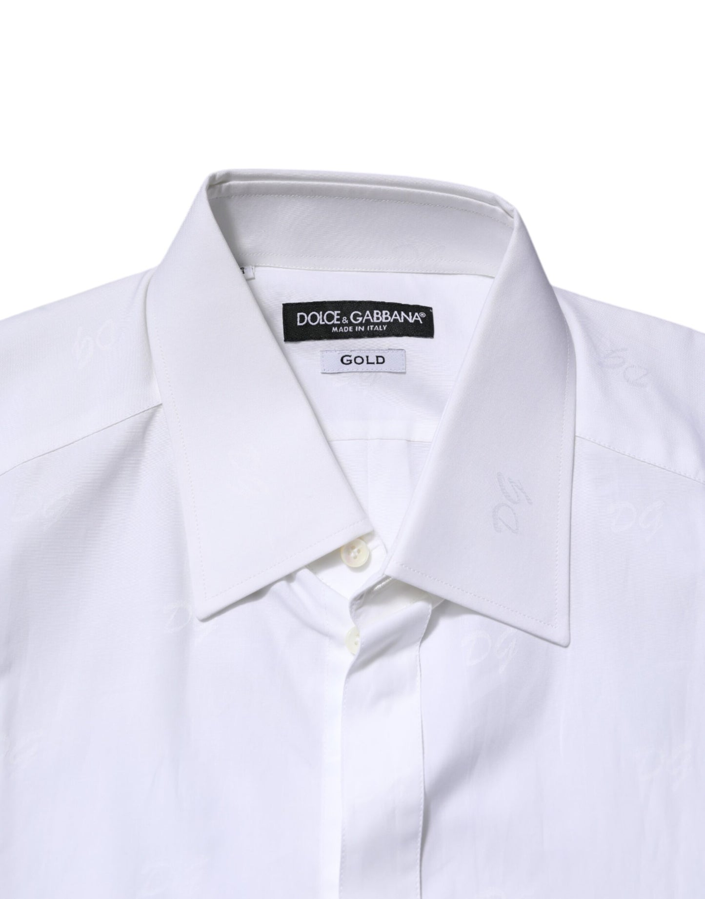 Camisa formal de manga larga Dolce & Gabbana de algodón blanco dorado