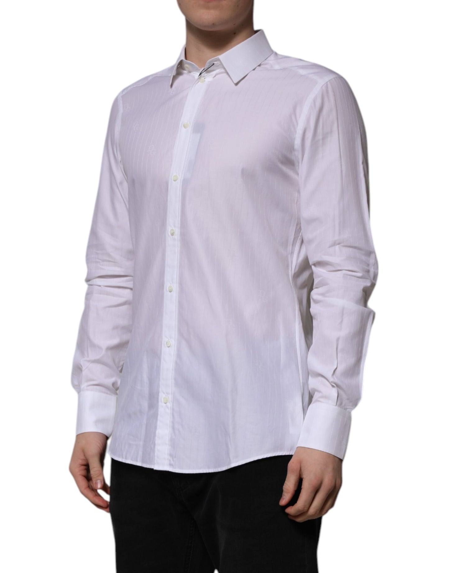 Camisa formal de manga larga MARTINI de algodón blanco de Dolce & Gabbana