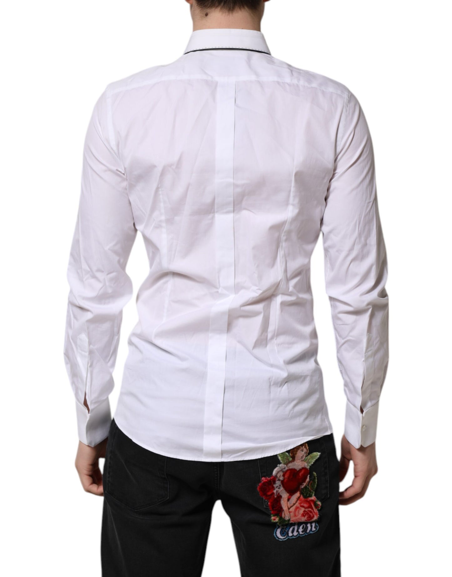 Camisa formal de manga larga Dolce & Gabbana de algodón blanco dorado