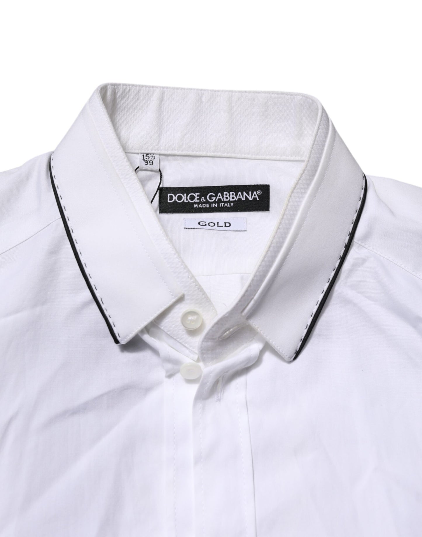 Camisa formal de manga larga Dolce & Gabbana de algodón blanco dorado