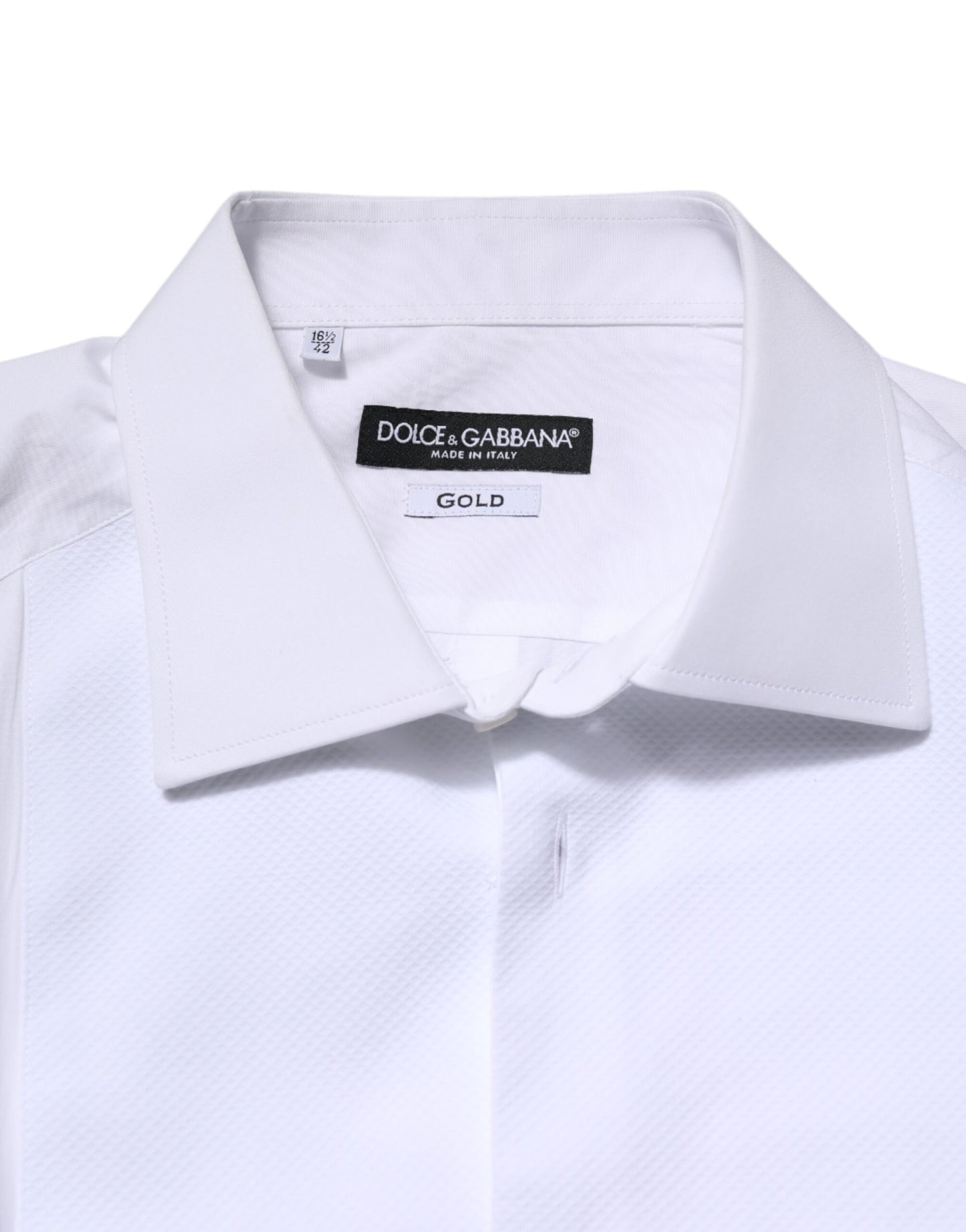 Camisa formal Dolce & Gabbana de popelina de seda blanca dorada para hombre