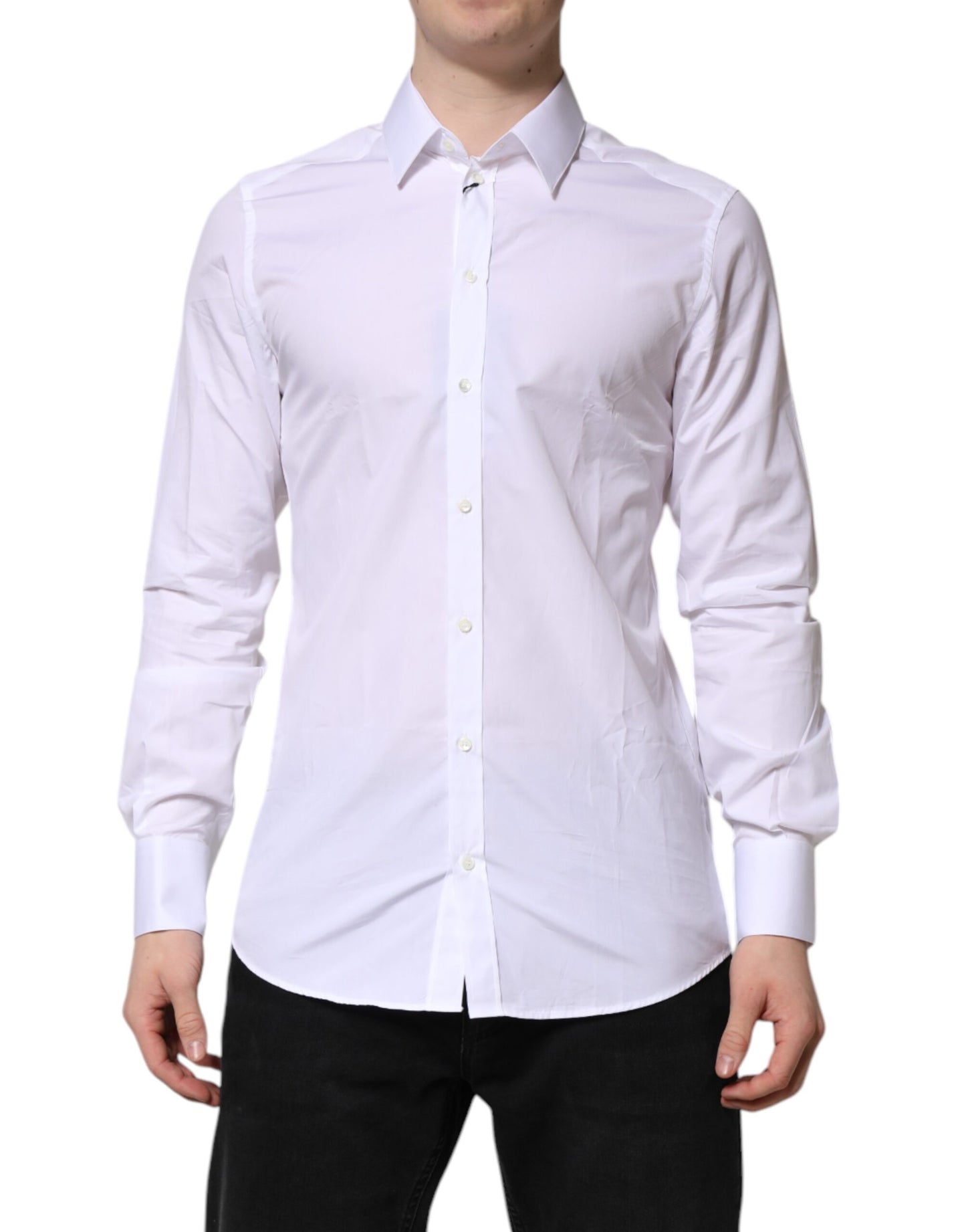 Vestido y camisa formal de manga larga Dolce & Gabbana en blanco dorado