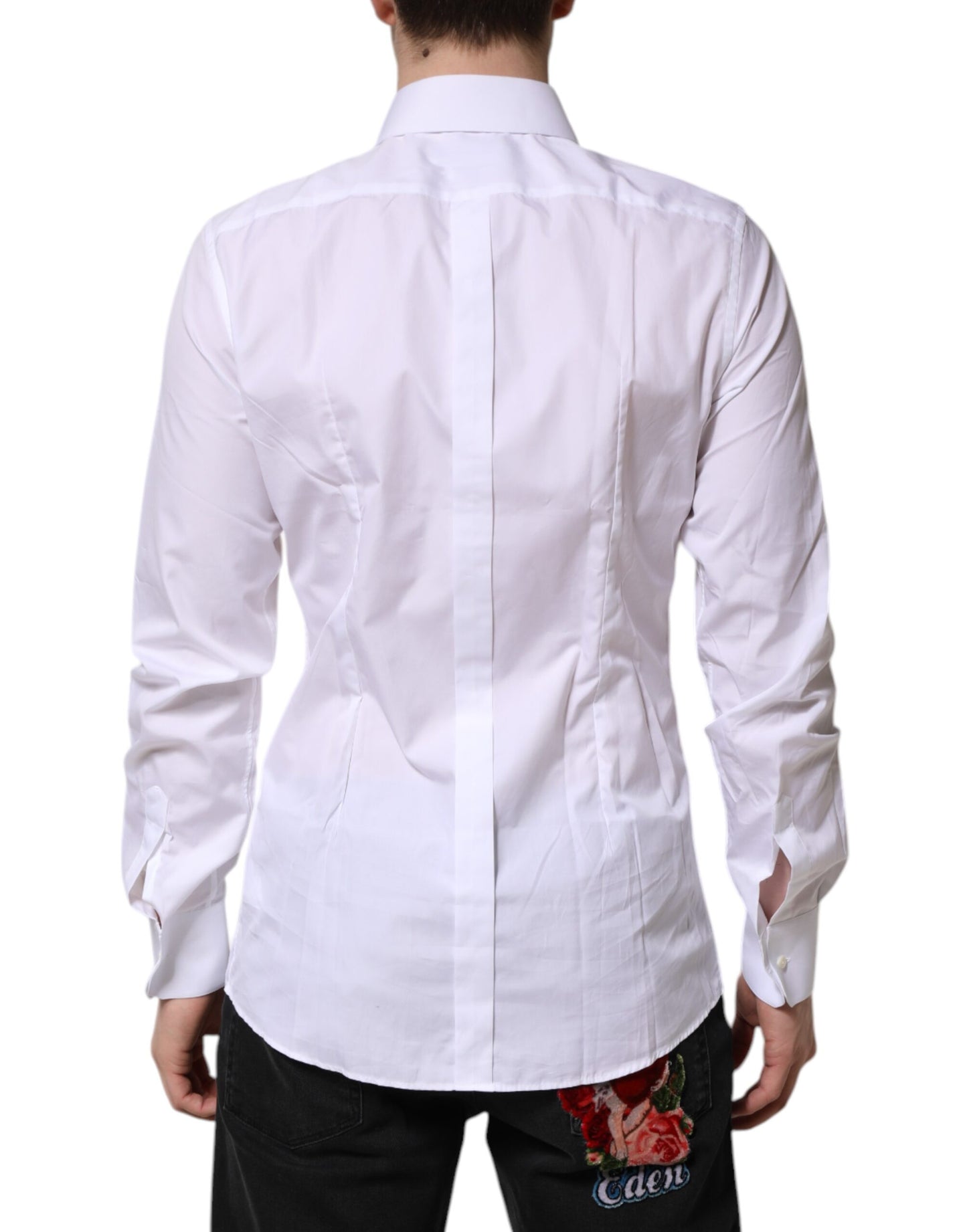 Vestido y camisa formal de manga larga Dolce & Gabbana en blanco dorado